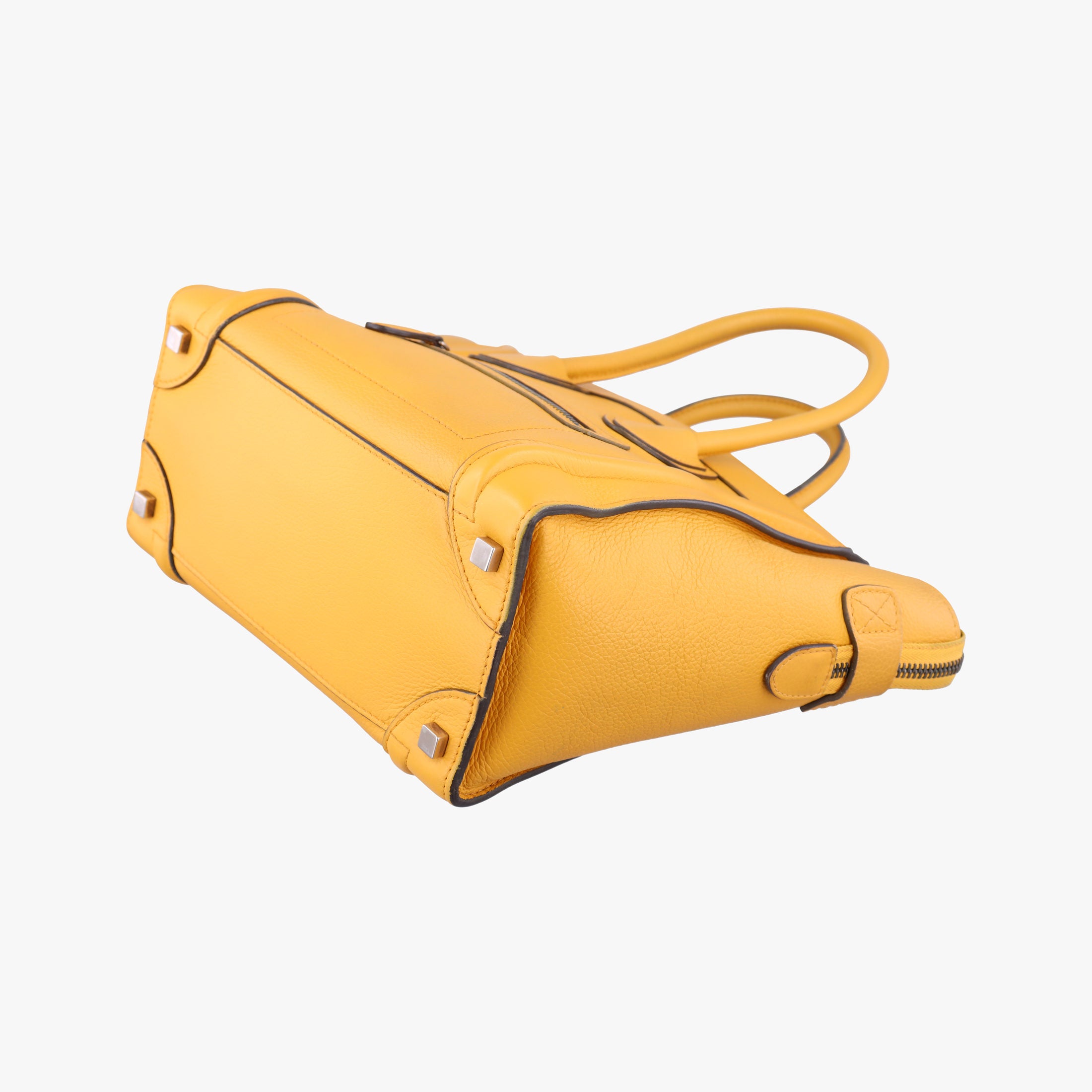 Pre-owned Celine Luggage Micro shopper Yellow Leather  handbag | stylenewstar
