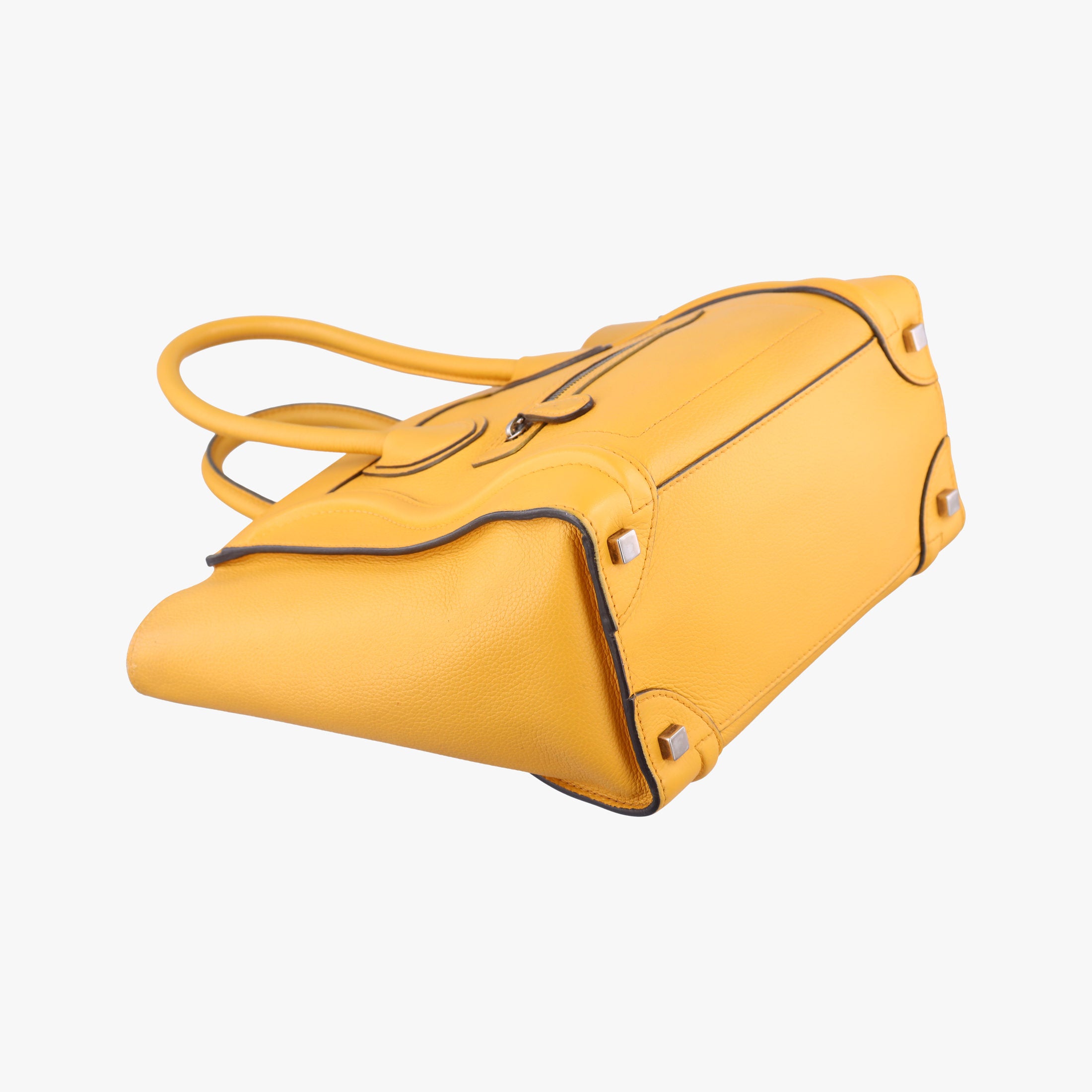 Pre-owned Celine Luggage Micro shopper Yellow Leather  handbag | stylenewstar