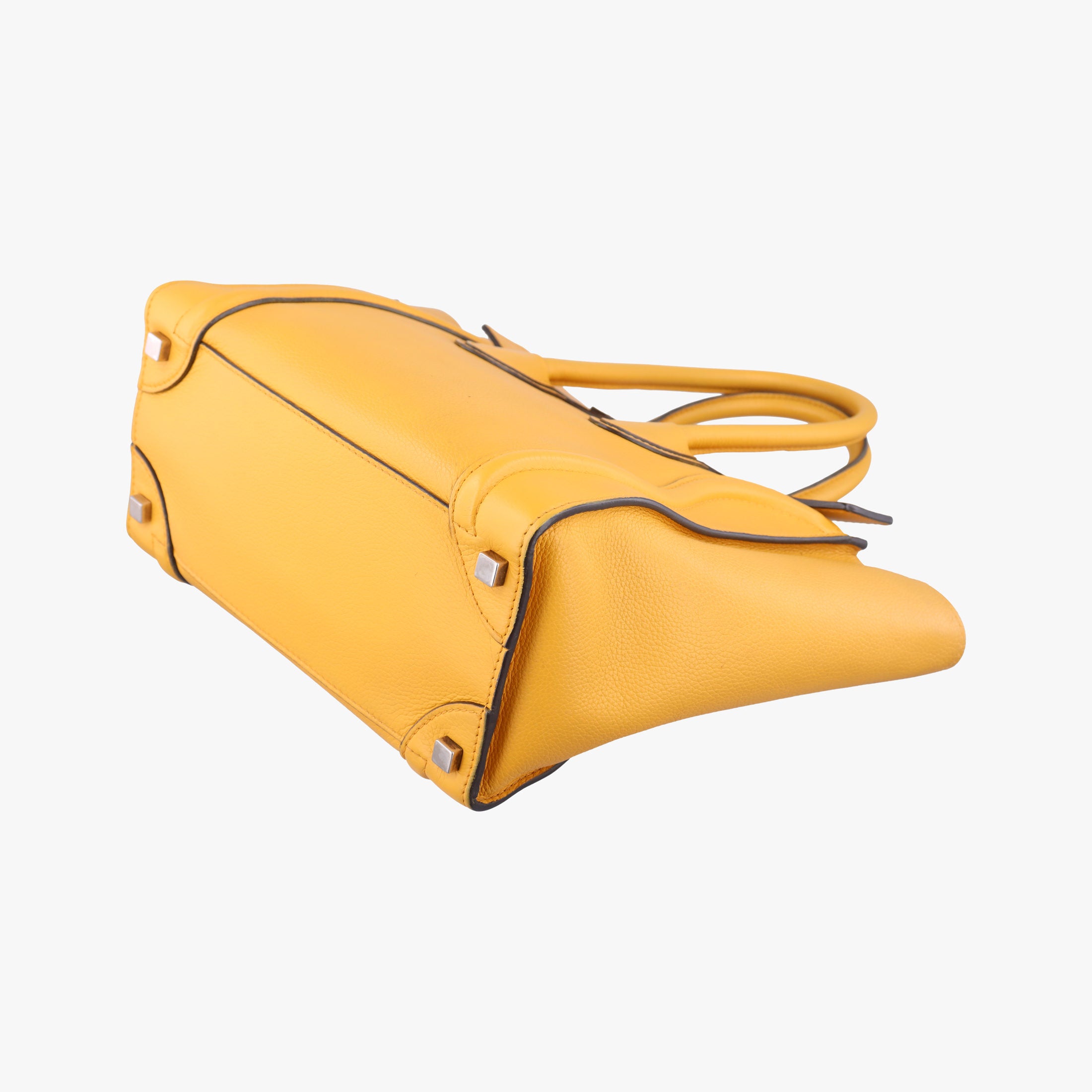 Pre-owned Celine Luggage Micro shopper Yellow Leather  handbag | stylenewstar