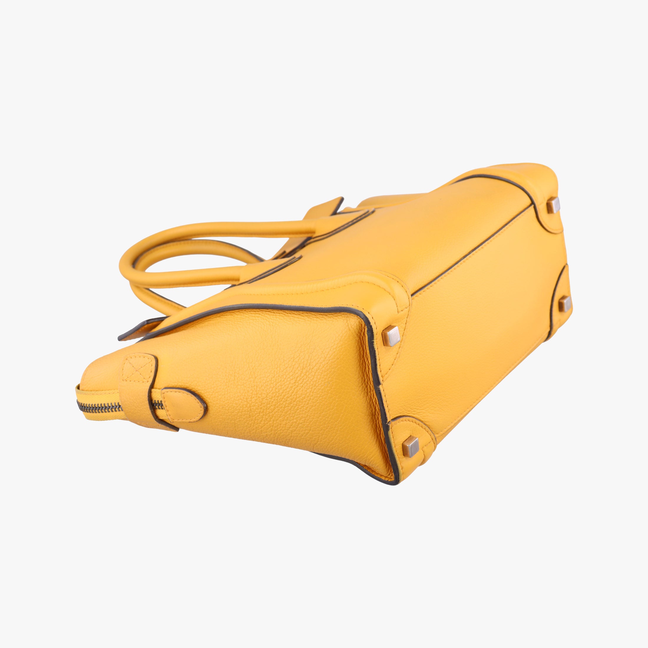 Pre-owned Celine Luggage Micro shopper Yellow Leather  handbag | stylenewstar