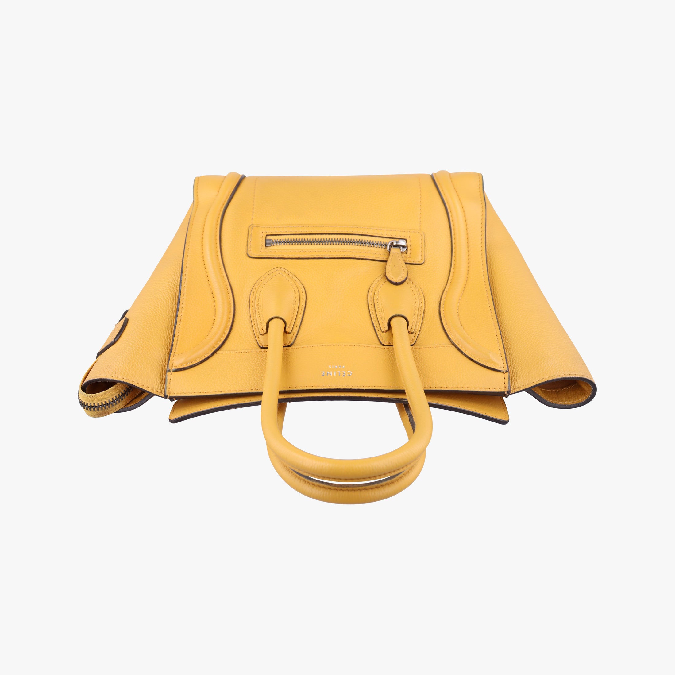 Pre-owned Celine Luggage Micro shopper Yellow Leather  handbag | stylenewstar