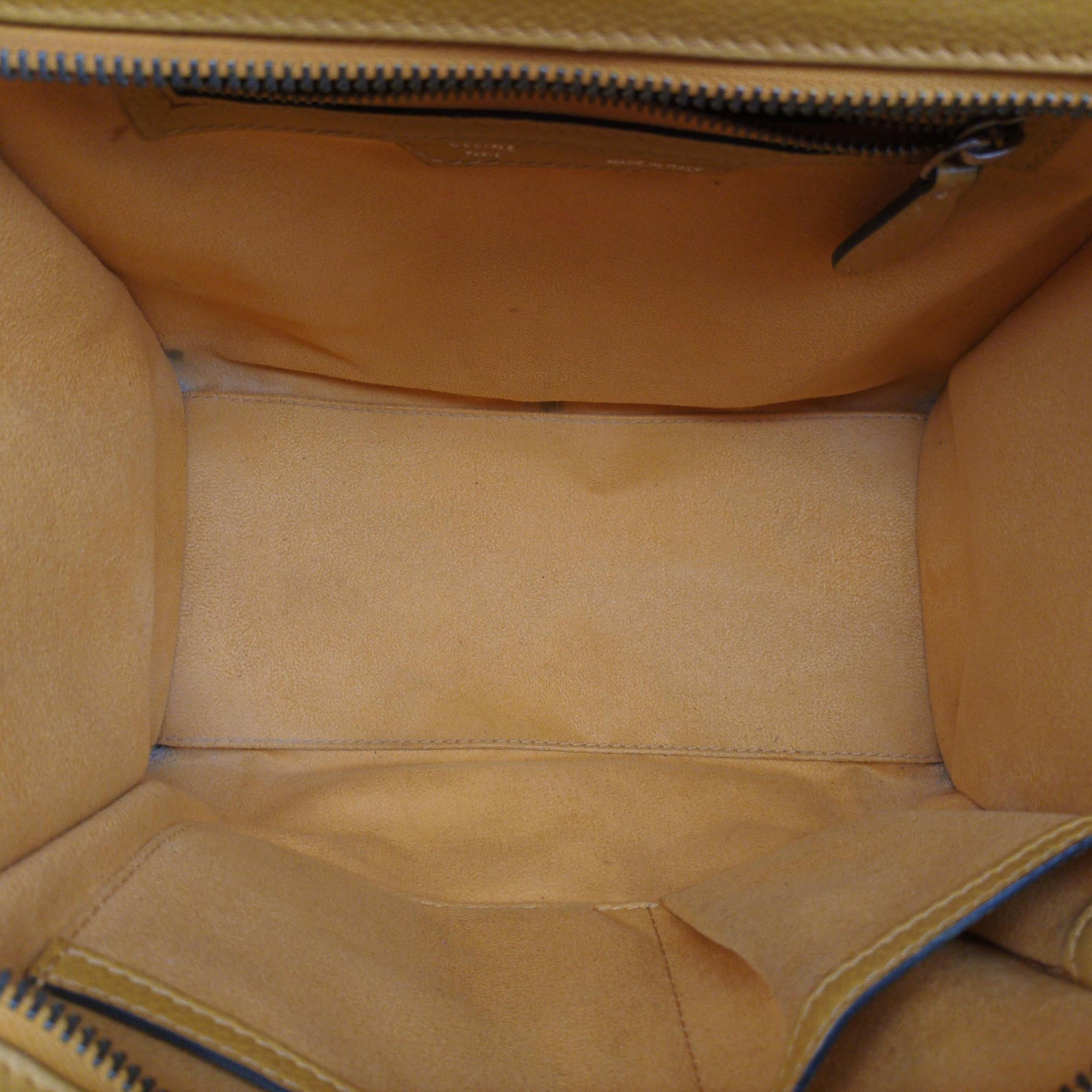 Pre-owned Celine Luggage Micro shopper Yellow Leather  handbag | stylenewstar