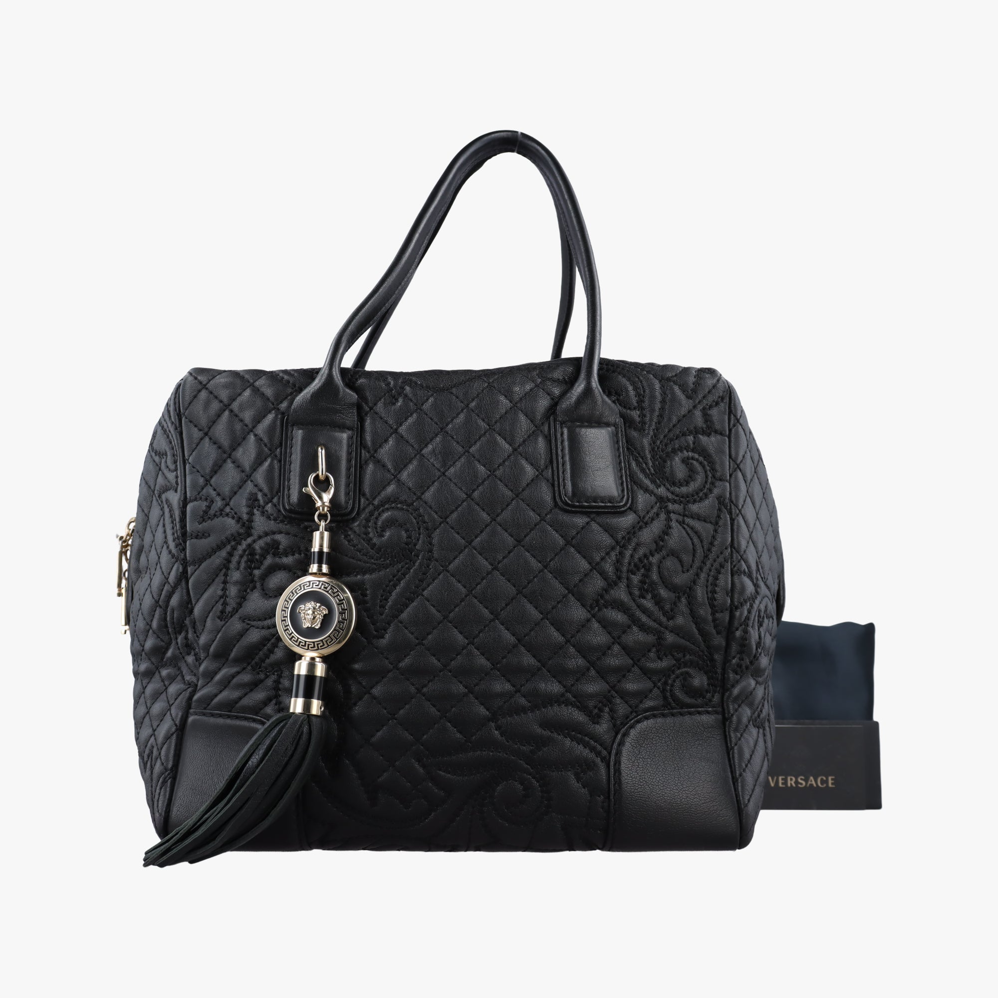 Pre-owned VERSACE Vanitas Medusa Black Leather  shoulderbag | stylenewstar