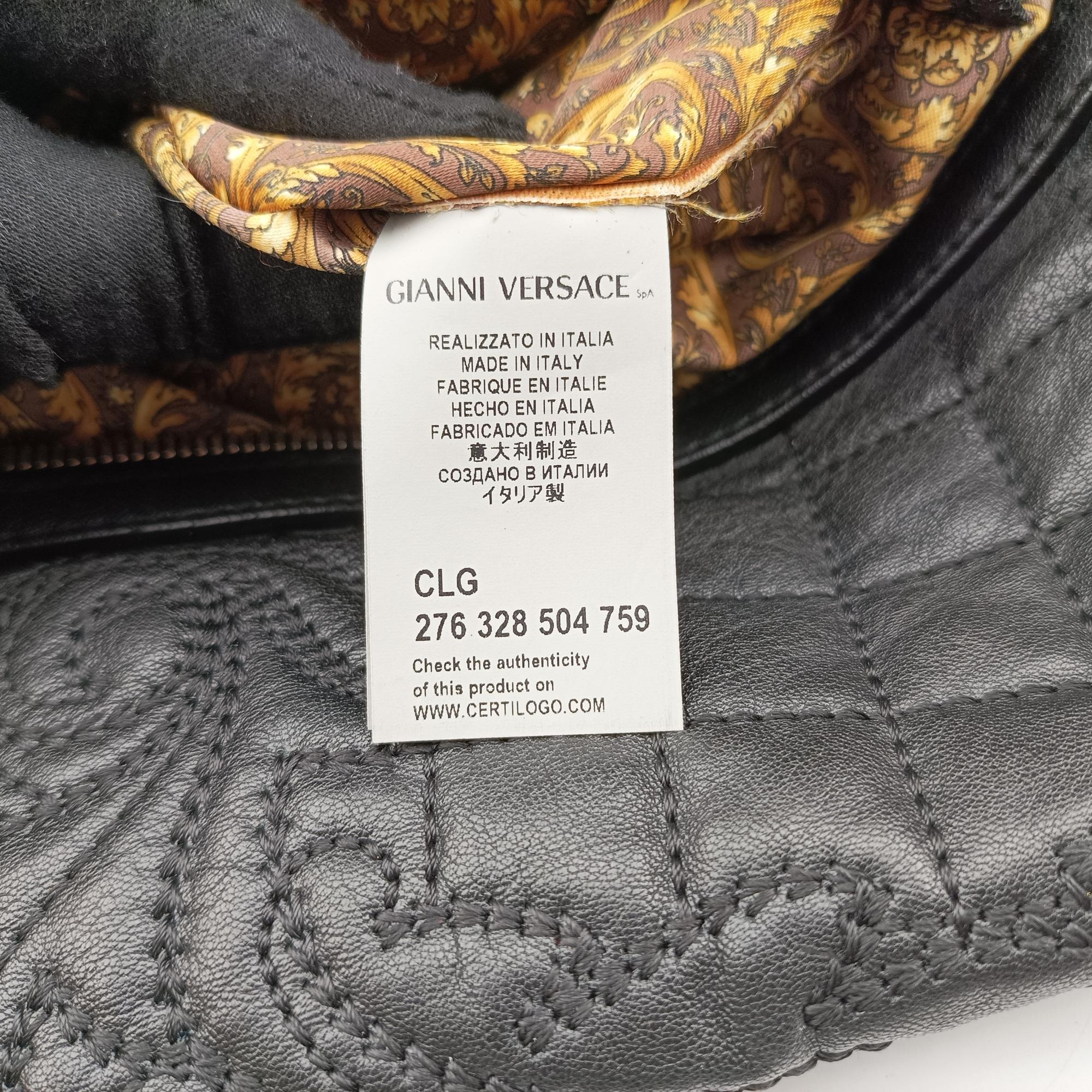Pre-owned VERSACE Vanitas Medusa Black Leather  shoulderbag | stylenewstar