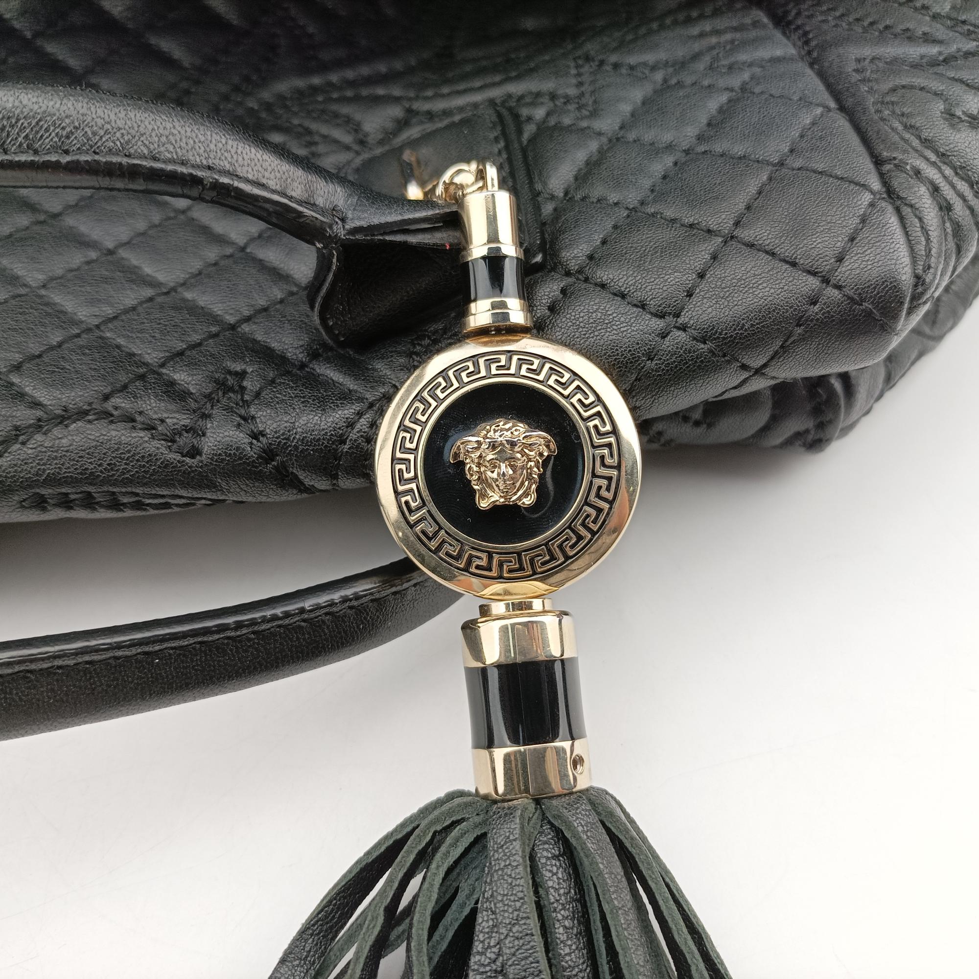 Pre-owned VERSACE Vanitas Medusa Black Leather  shoulderbag | stylenewstar