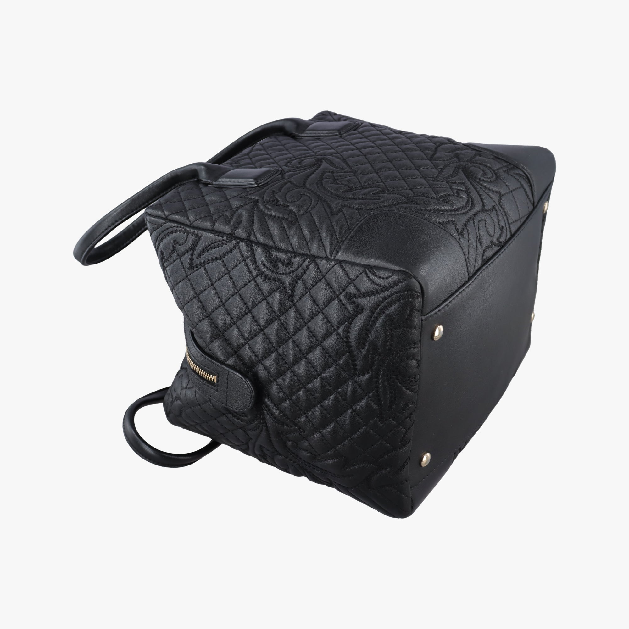 Pre-owned VERSACE Vanitas Medusa Black Leather  shoulderbag | stylenewstar