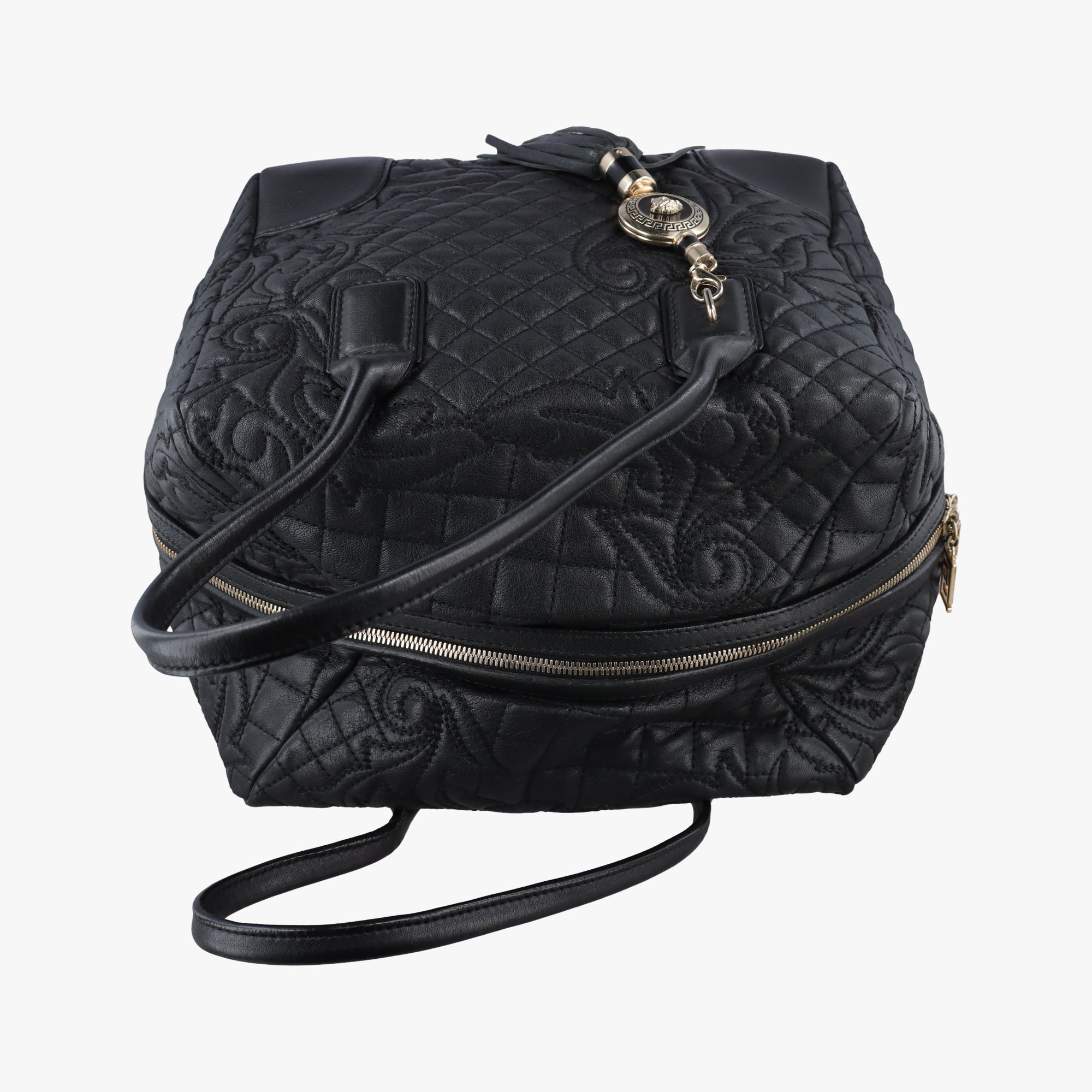 Pre-owned VERSACE Vanitas Medusa Black Leather  shoulderbag | stylenewstar
