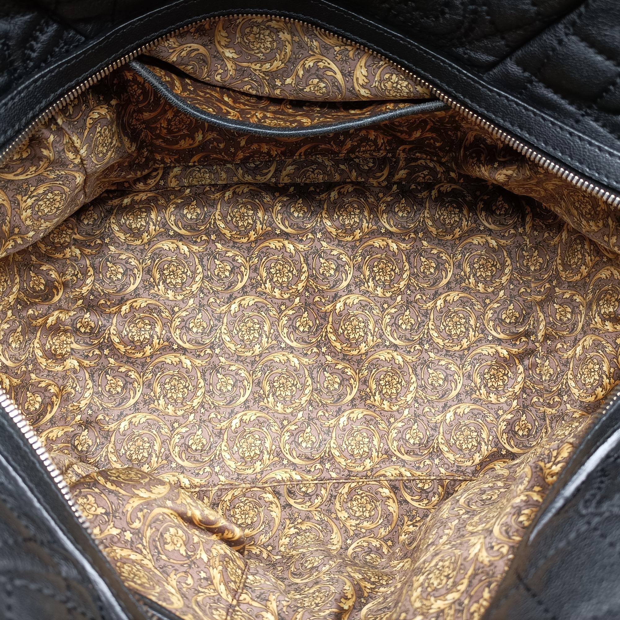 Pre-owned VERSACE Vanitas Medusa Black Leather  shoulderbag | stylenewstar