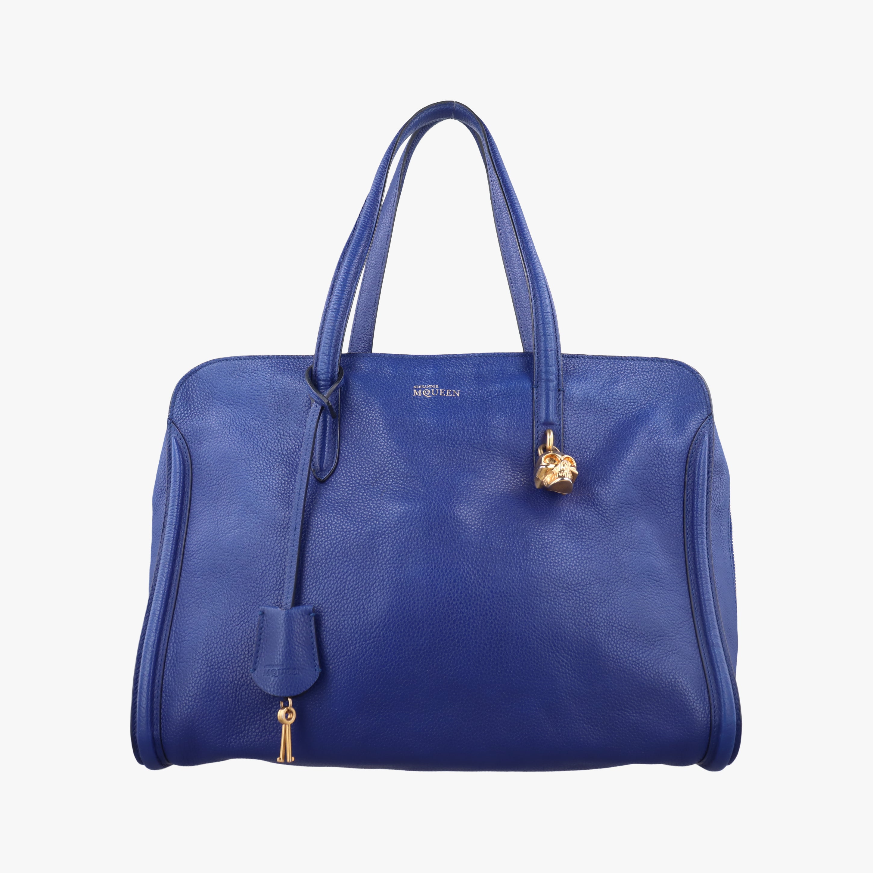 Pre-owned Alexander McQueen Skull Padlock Medium Blue Leather  shoulderbag | stylenewstar