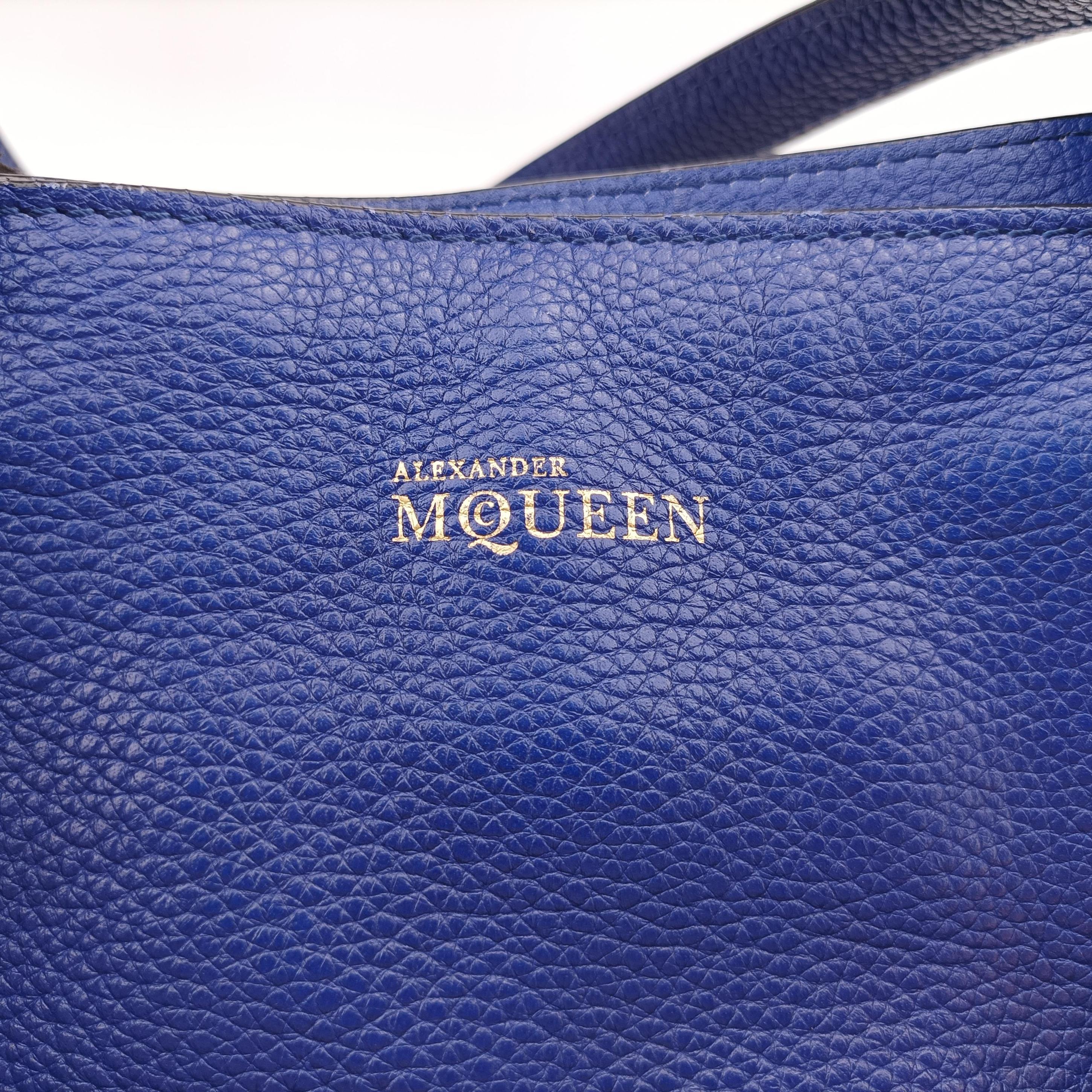 Pre-owned Alexander McQueen Skull Padlock Medium Blue Leather  shoulderbag | stylenewstar