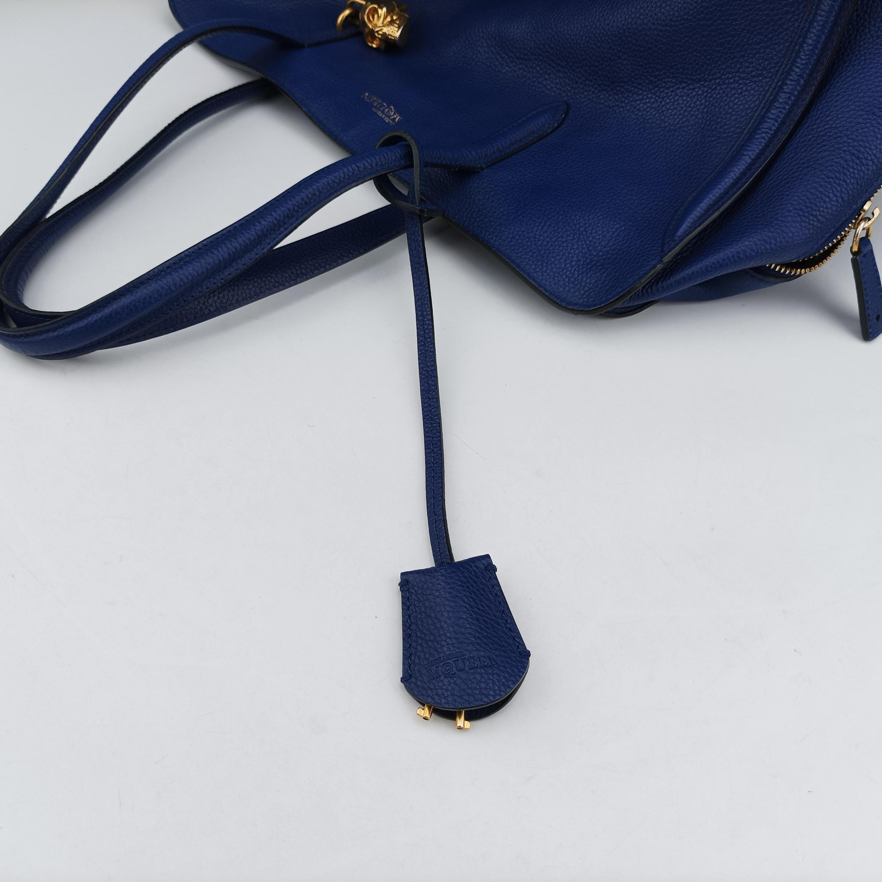 Pre-owned Alexander McQueen Skull Padlock Medium Blue Leather  shoulderbag | stylenewstar