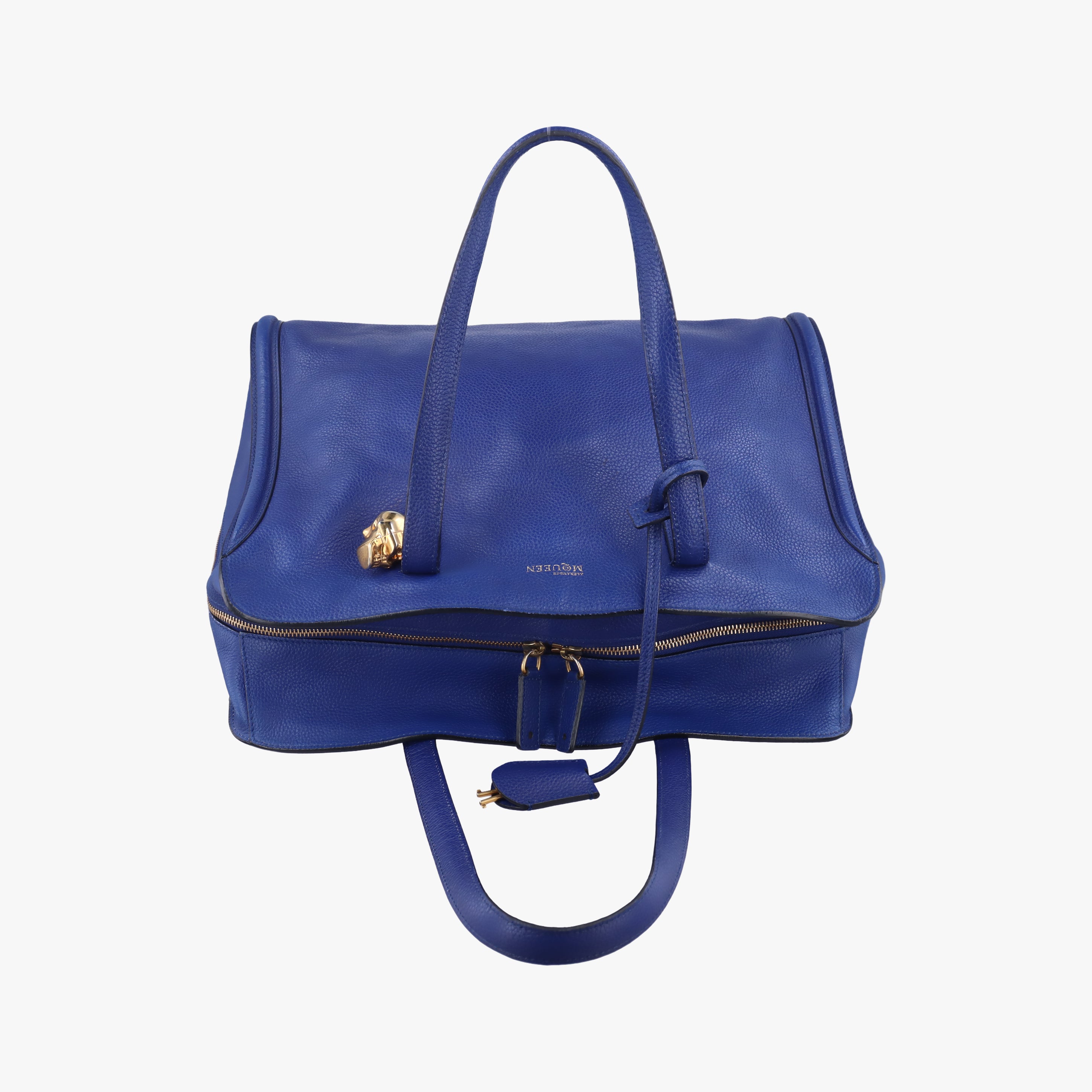 Pre-owned Alexander McQueen Skull Padlock Medium Blue Leather  shoulderbag | stylenewstar