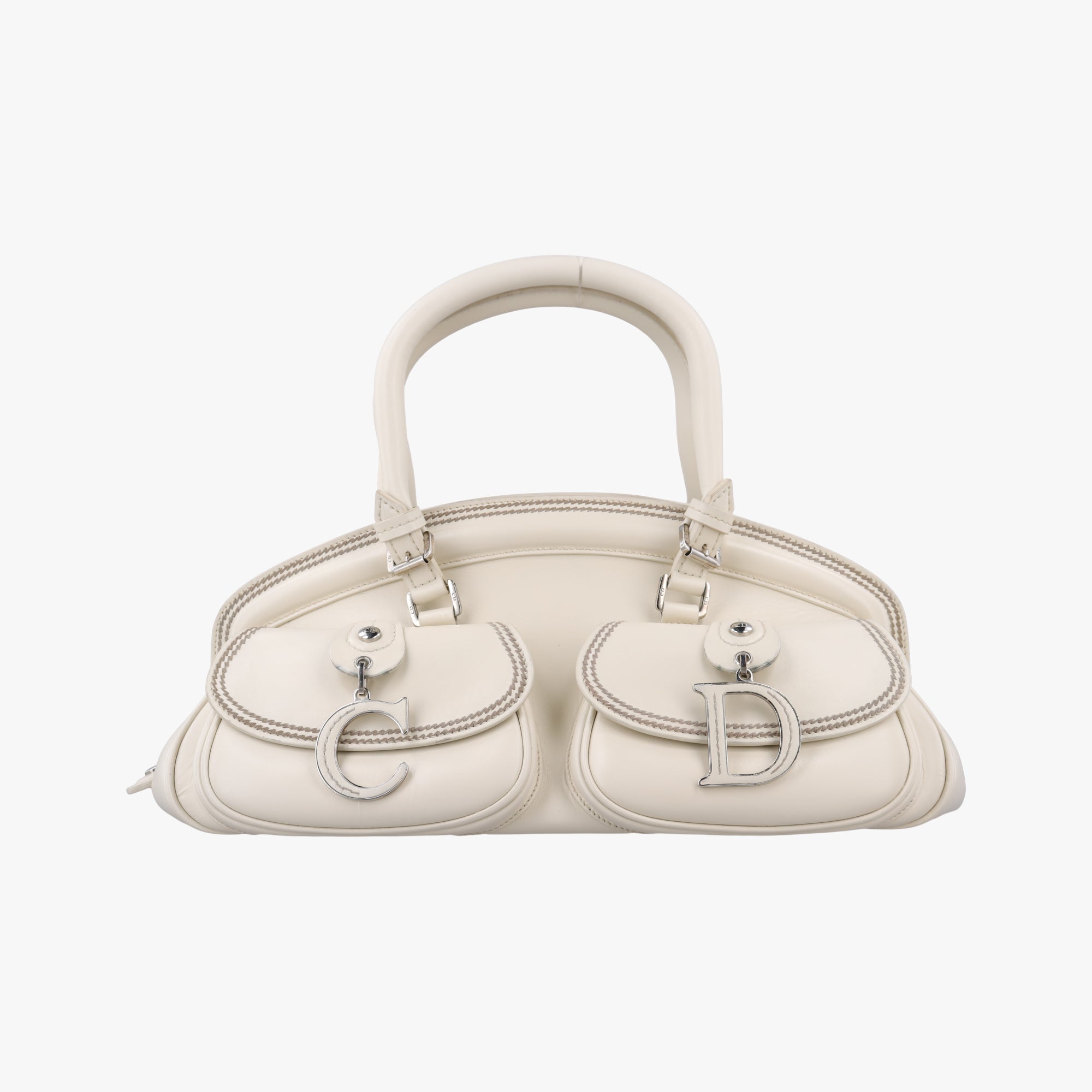 Pre-owned Christian Dior Detective White leather  handbag | stylenewstar