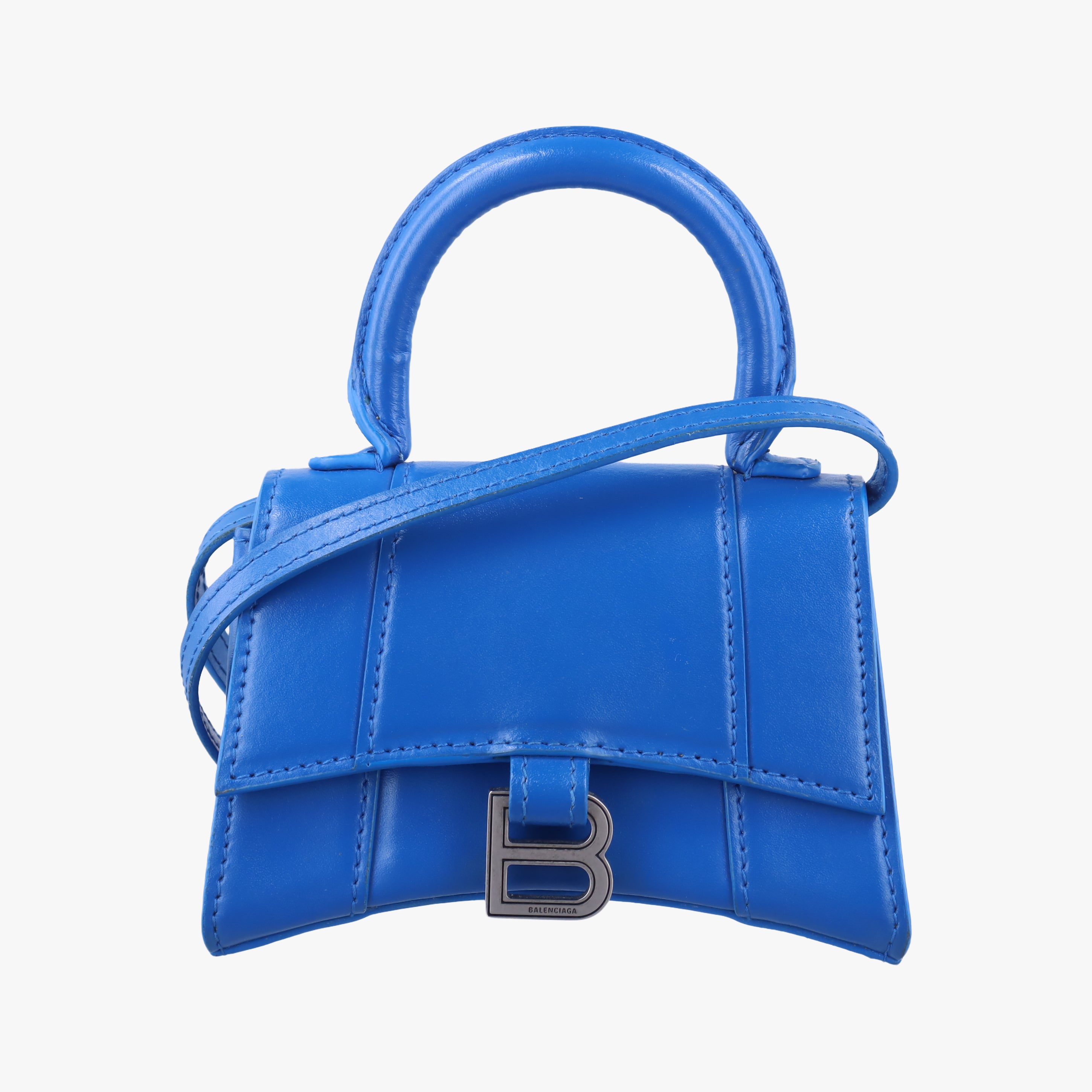 Pre-owned Balenciaga Hourglass Mini Blue leather  shoulderbag | stylenewstar