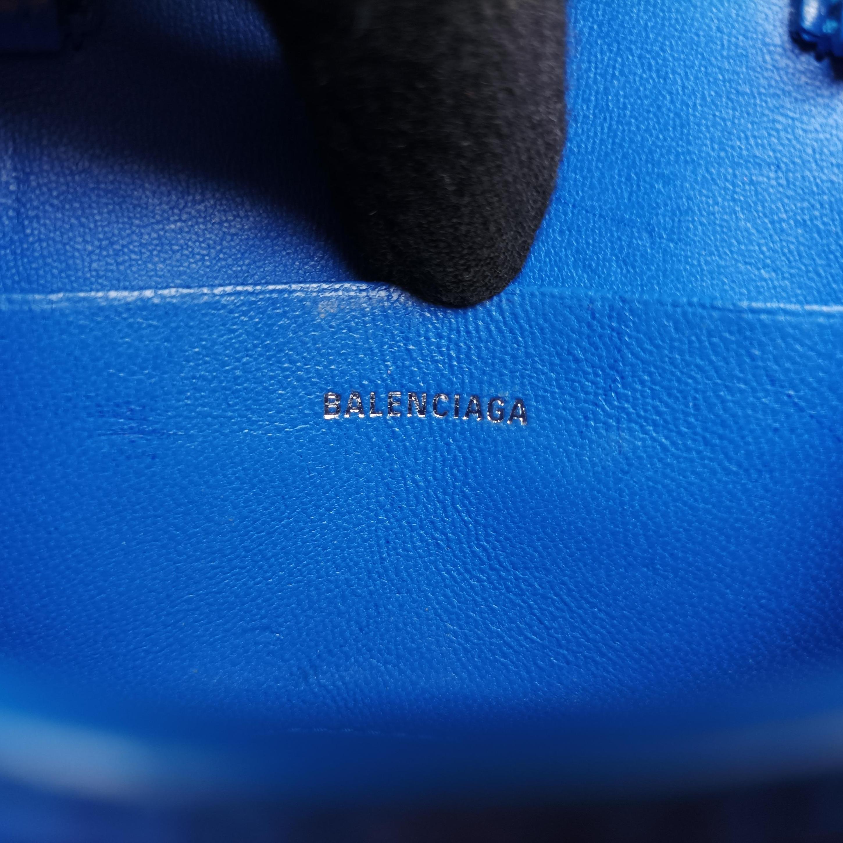 Pre-owned Balenciaga Hourglass Mini Blue leather  shoulderbag | stylenewstar