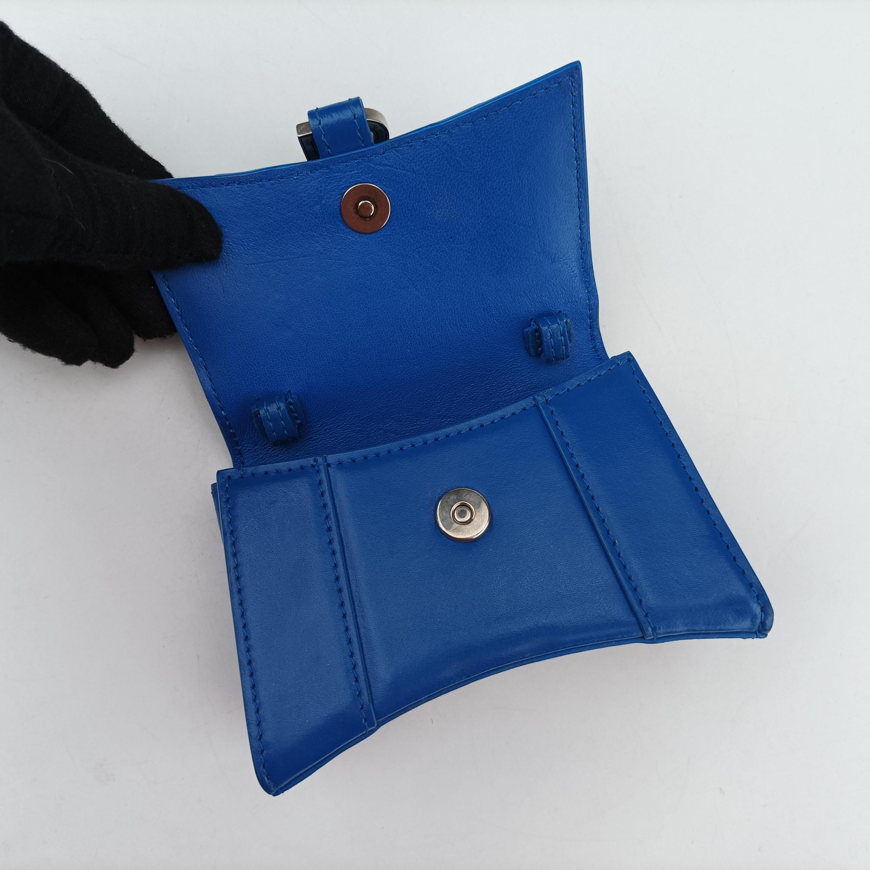 Pre-owned Balenciaga Hourglass Mini Blue leather  shoulderbag | stylenewstar