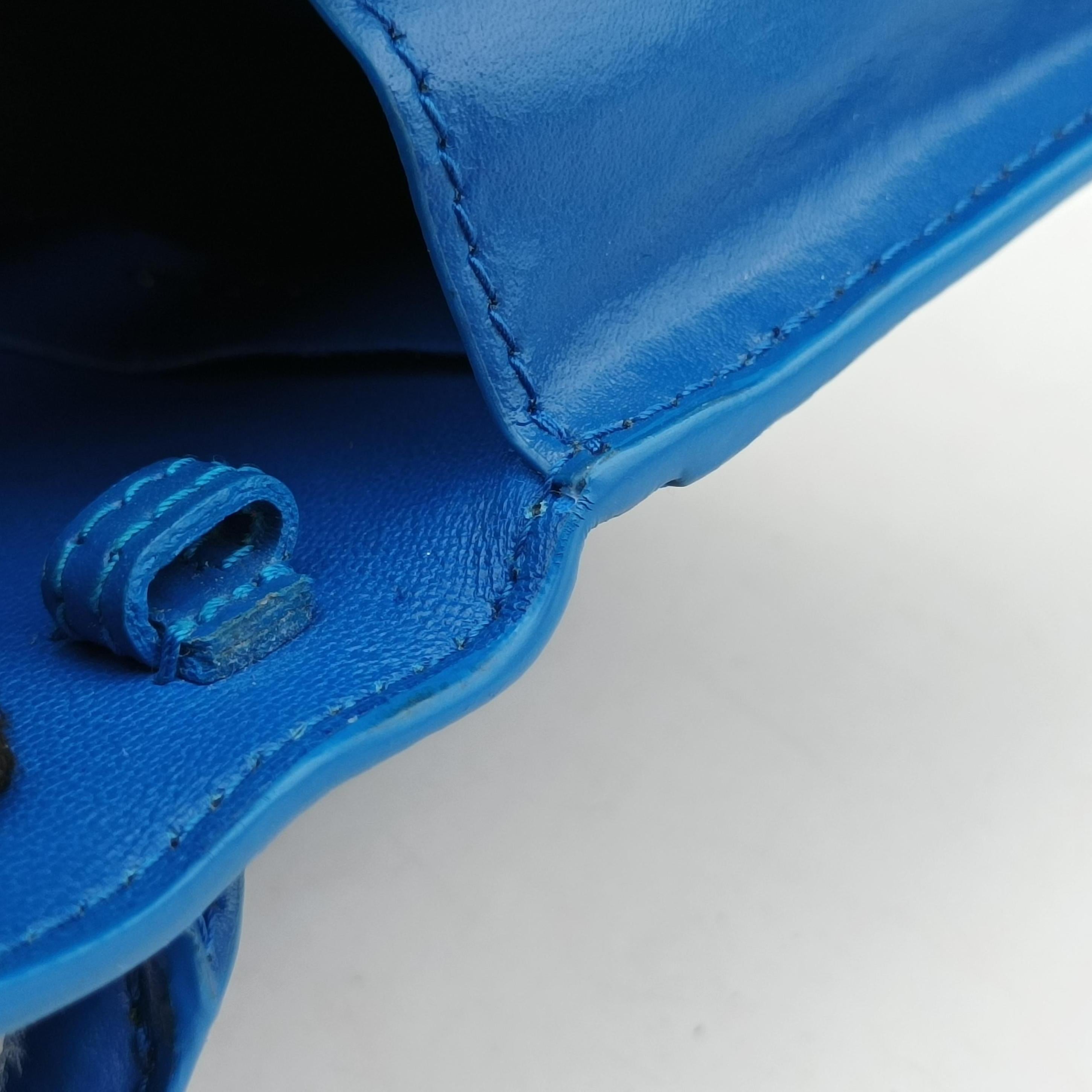Pre-owned Balenciaga Hourglass Mini Blue leather  shoulderbag | stylenewstar