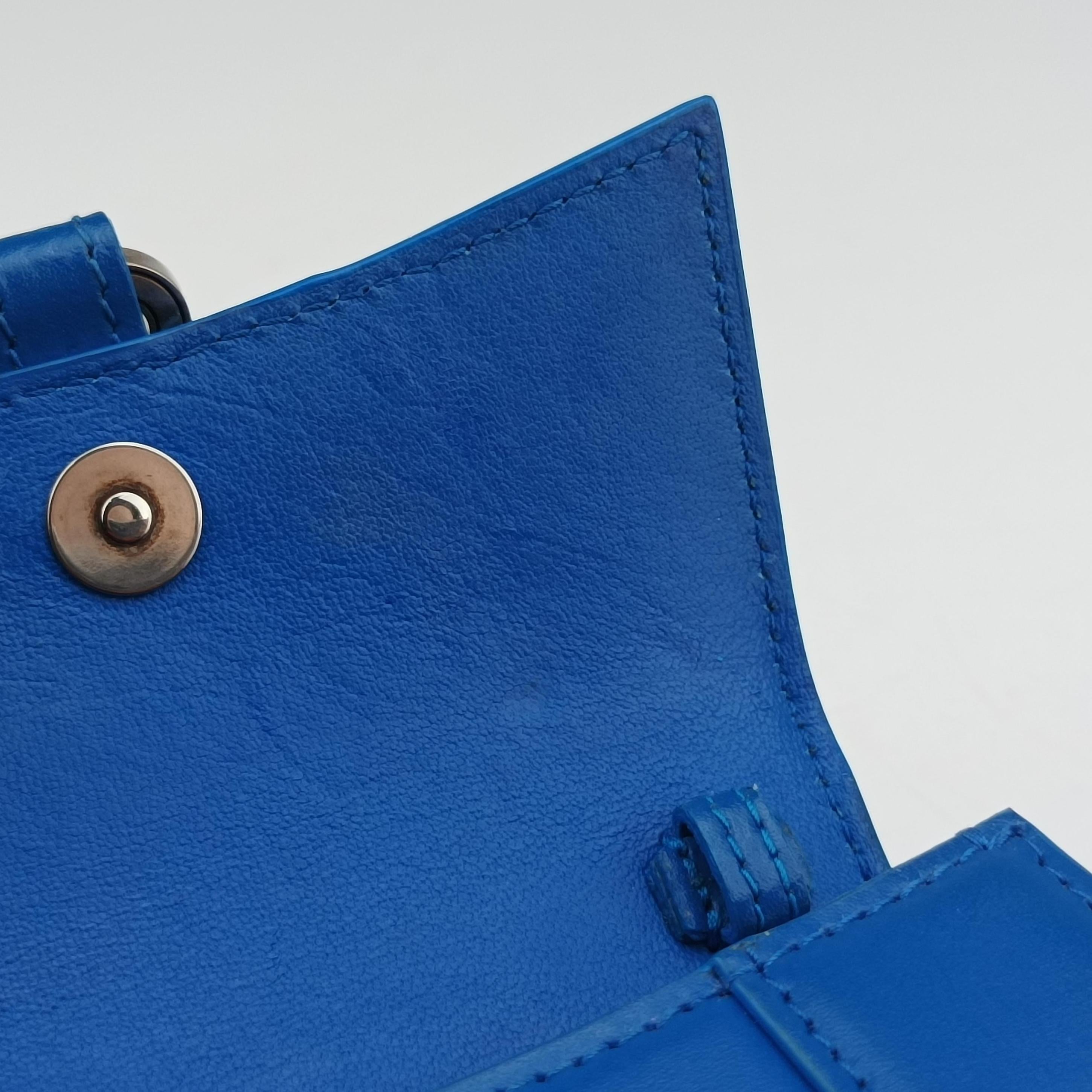 Pre-owned Balenciaga Hourglass Mini Blue leather  shoulderbag | stylenewstar