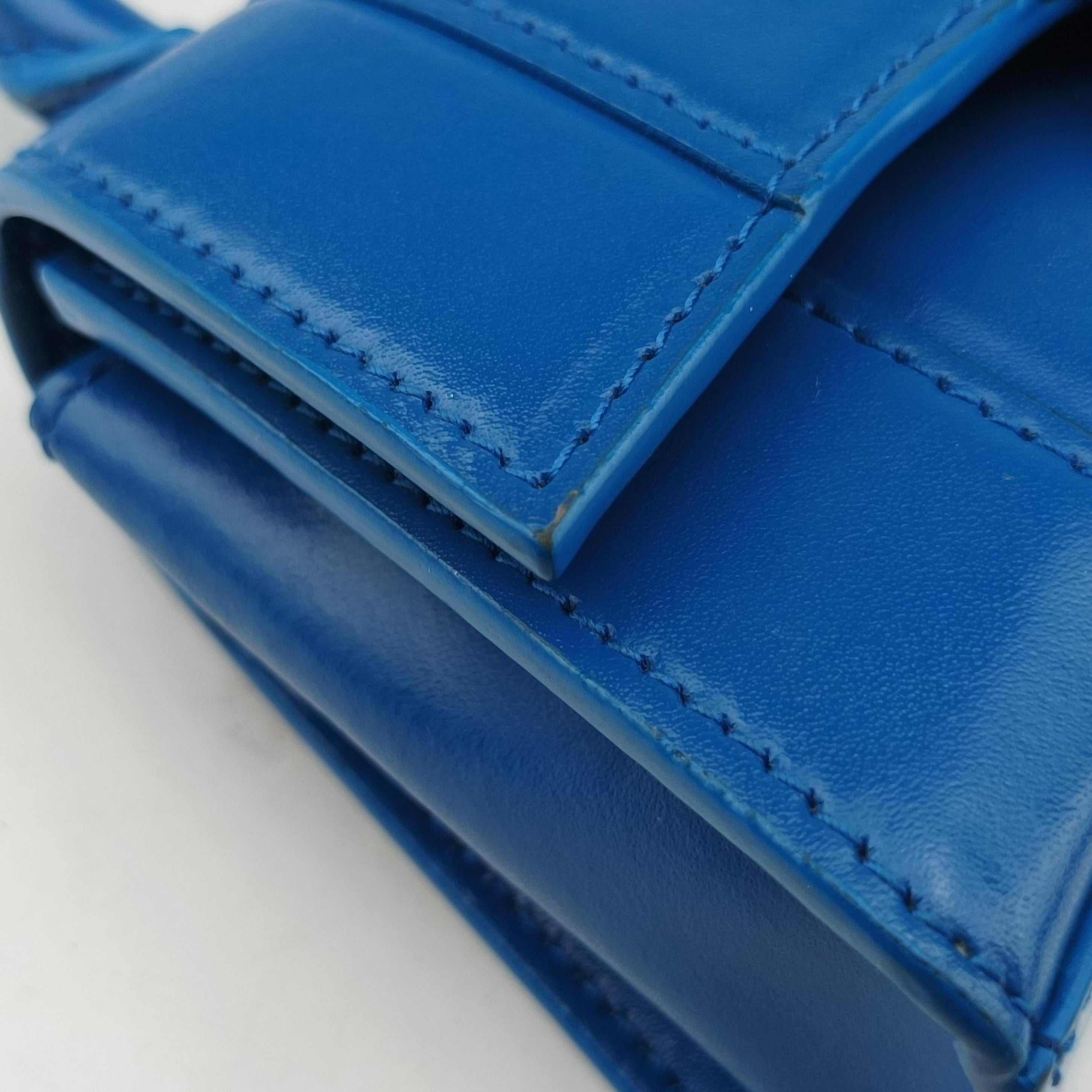 Pre-owned Balenciaga Hourglass Mini Blue leather  shoulderbag | stylenewstar