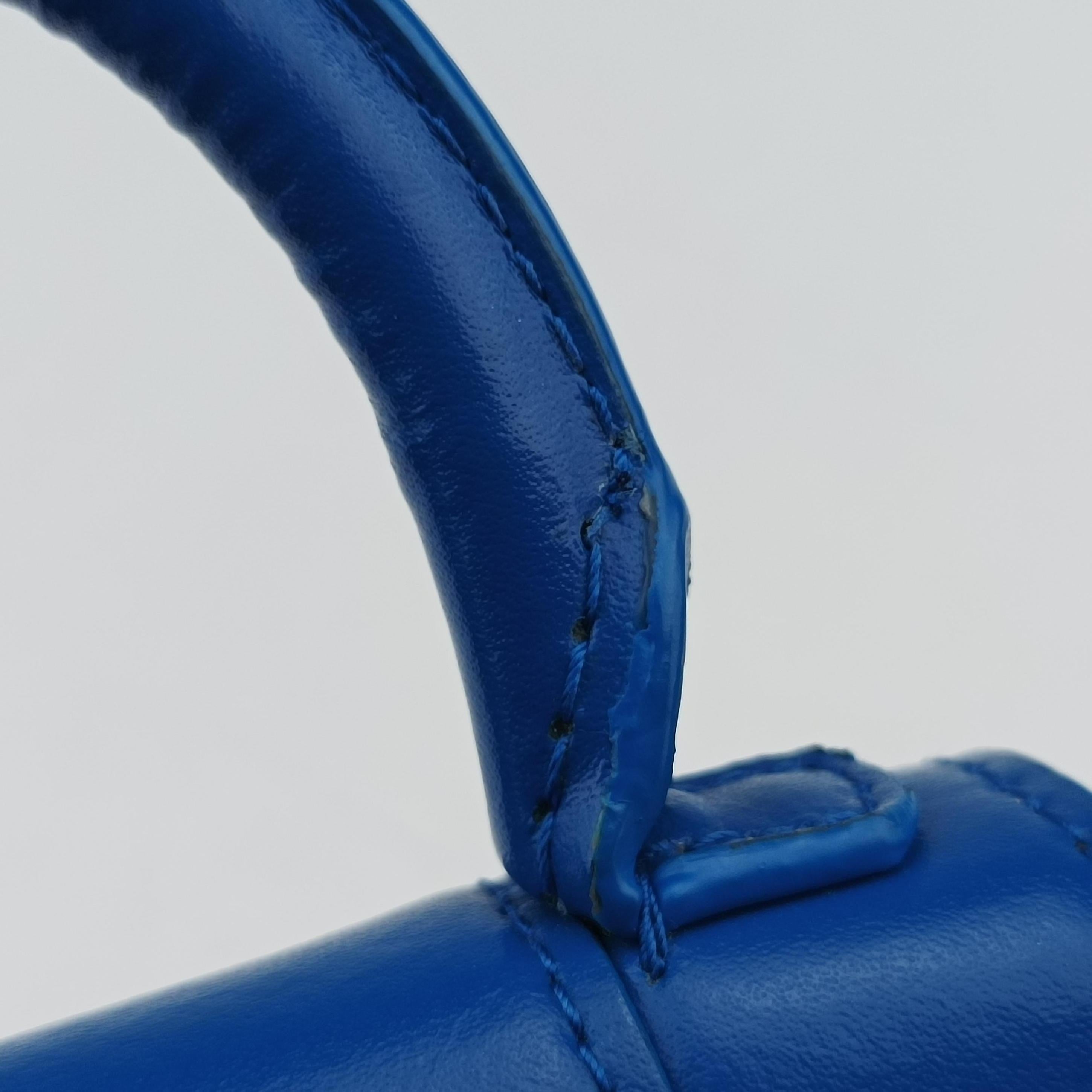 Pre-owned Balenciaga Hourglass Mini Blue leather  shoulderbag | stylenewstar