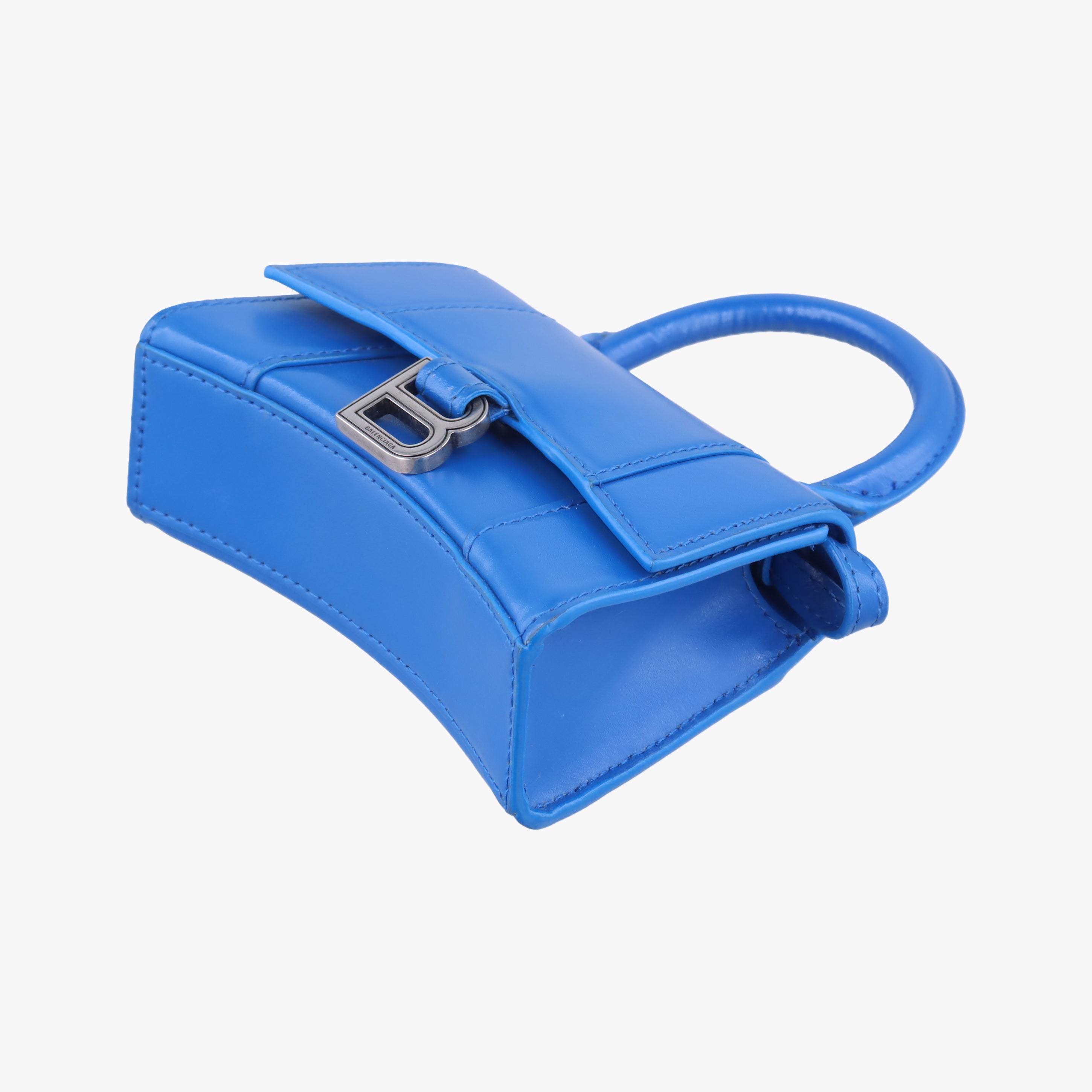 Pre-owned Balenciaga Hourglass Mini Blue leather  shoulderbag | stylenewstar