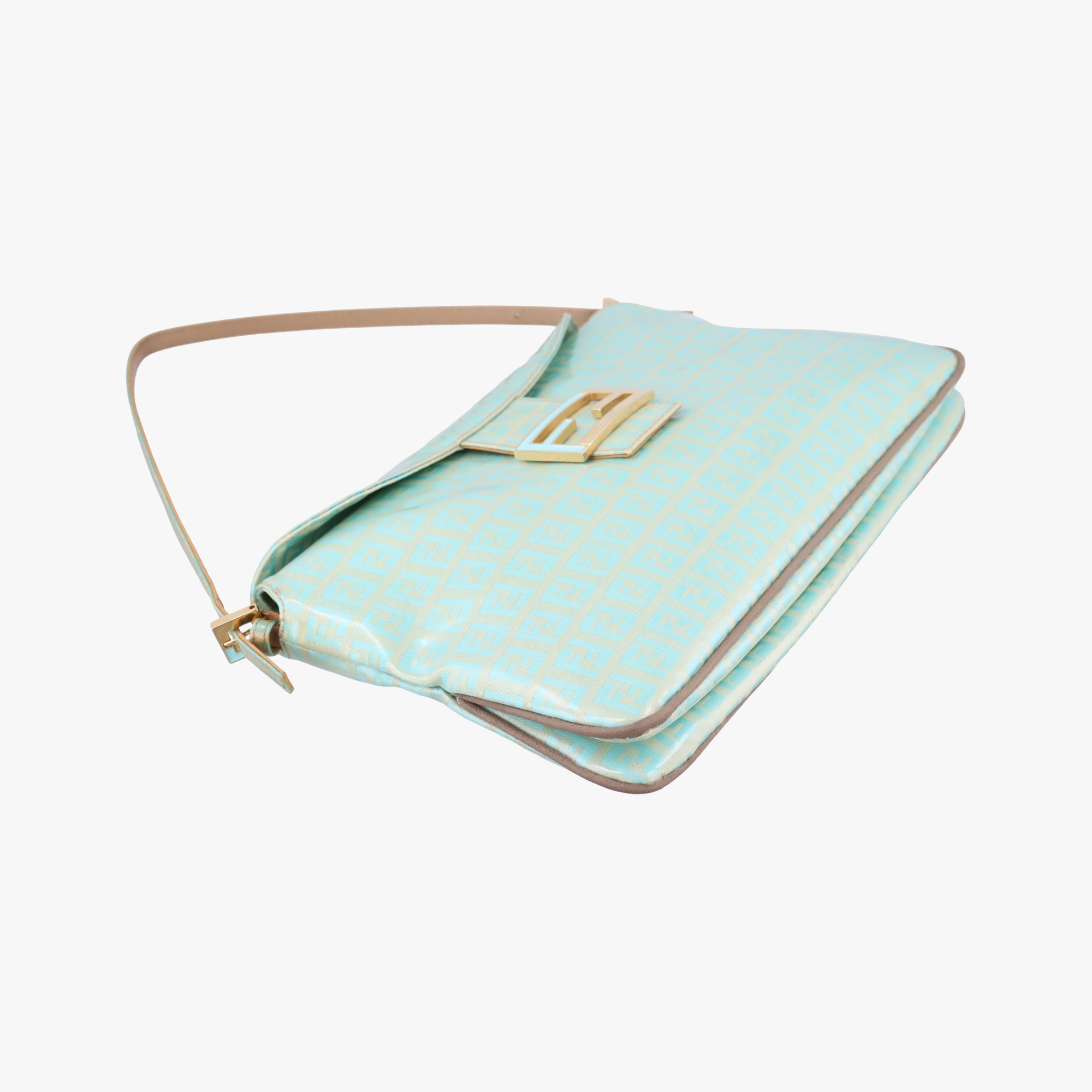 Vintage Fendi Mama Baguette Green×beige Patent 26756 shoulderbag | stylenewstar