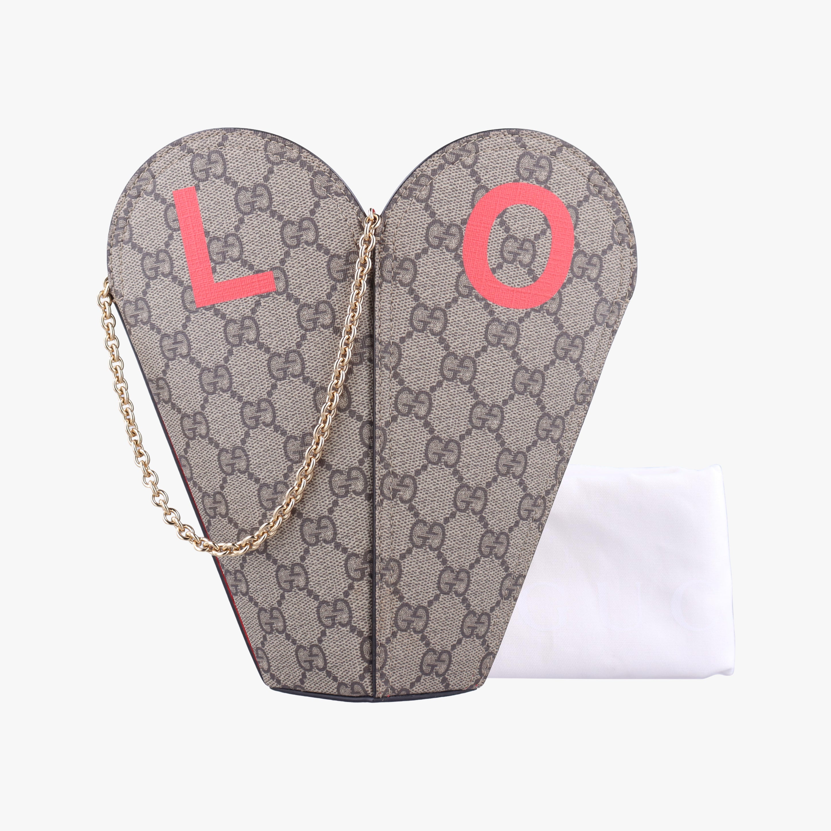 Pre-owned Gucci love heart Brown PVC coated canvas 678133 shoulderbag | stylenewstar