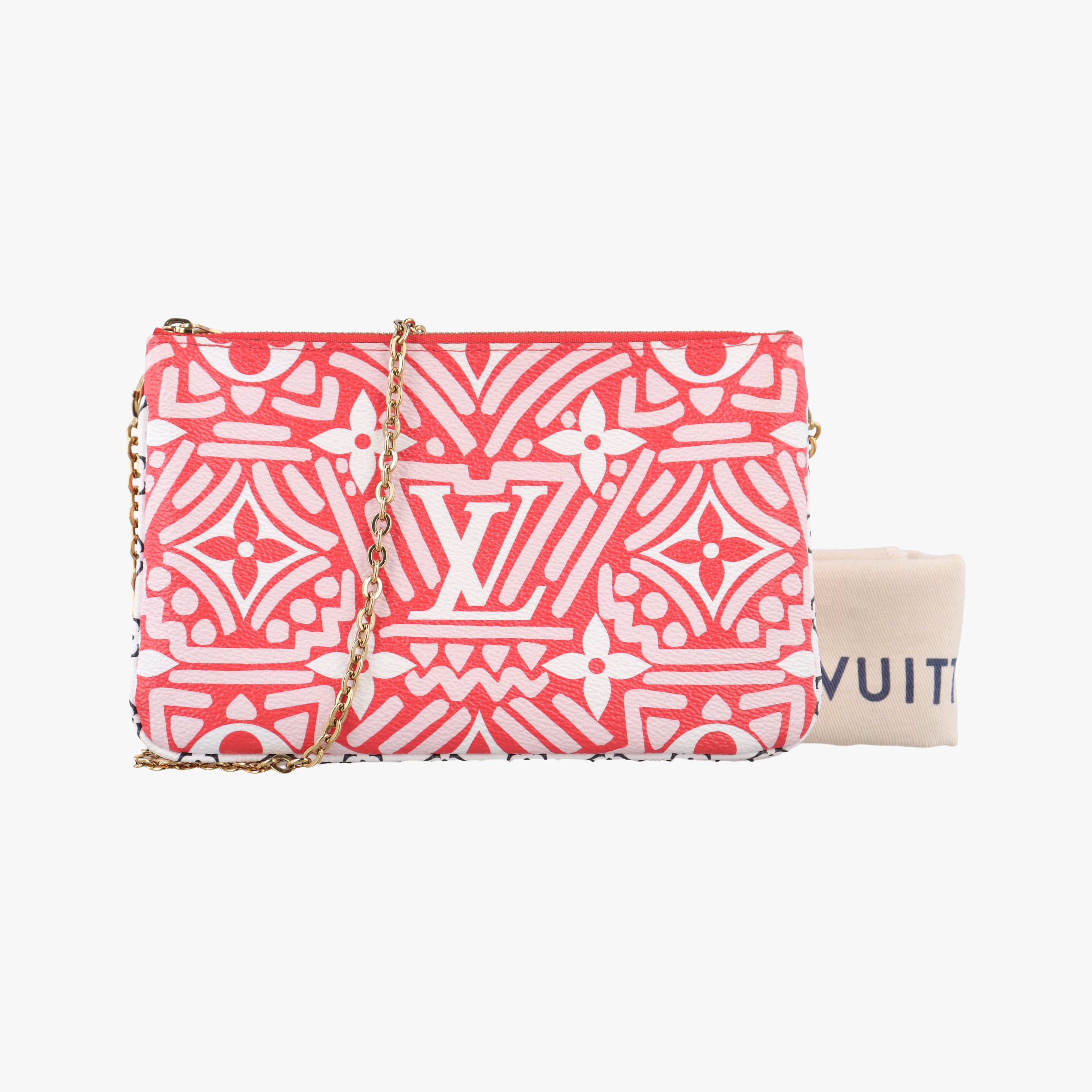 Vintage Louis Vuitton Crafty Pochette Double Zip cream×ROUGE Monogram Giant M69507 shoulderbag | stylenewstar