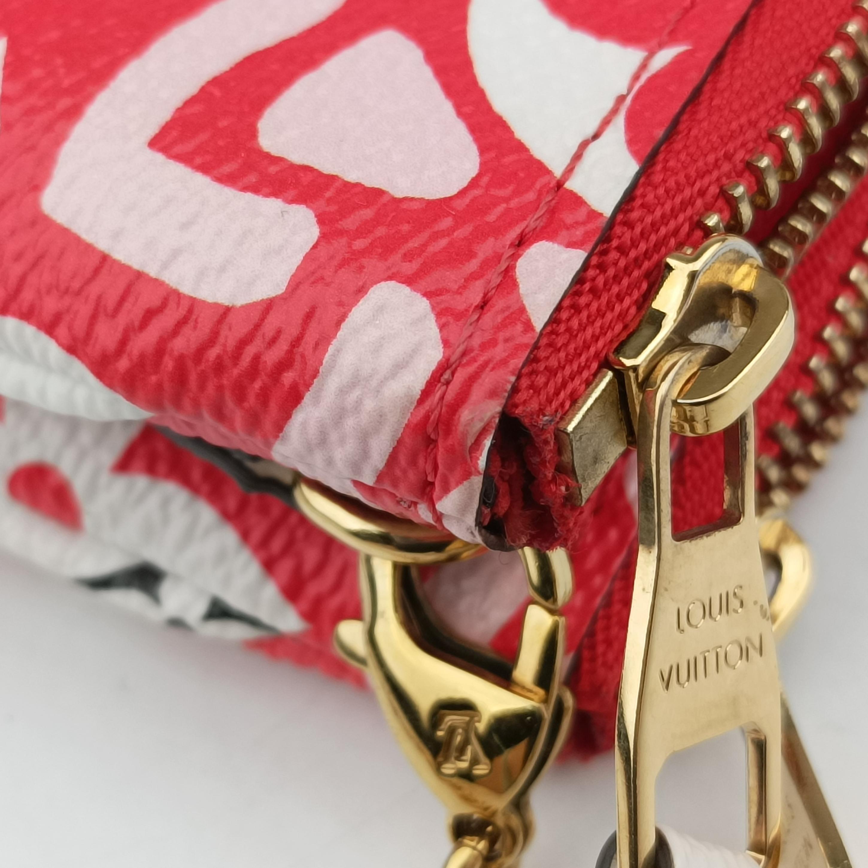 Vintage Louis Vuitton Crafty Pochette Double Zip cream×ROUGE Monogram Giant M69507 shoulderbag | stylenewstar