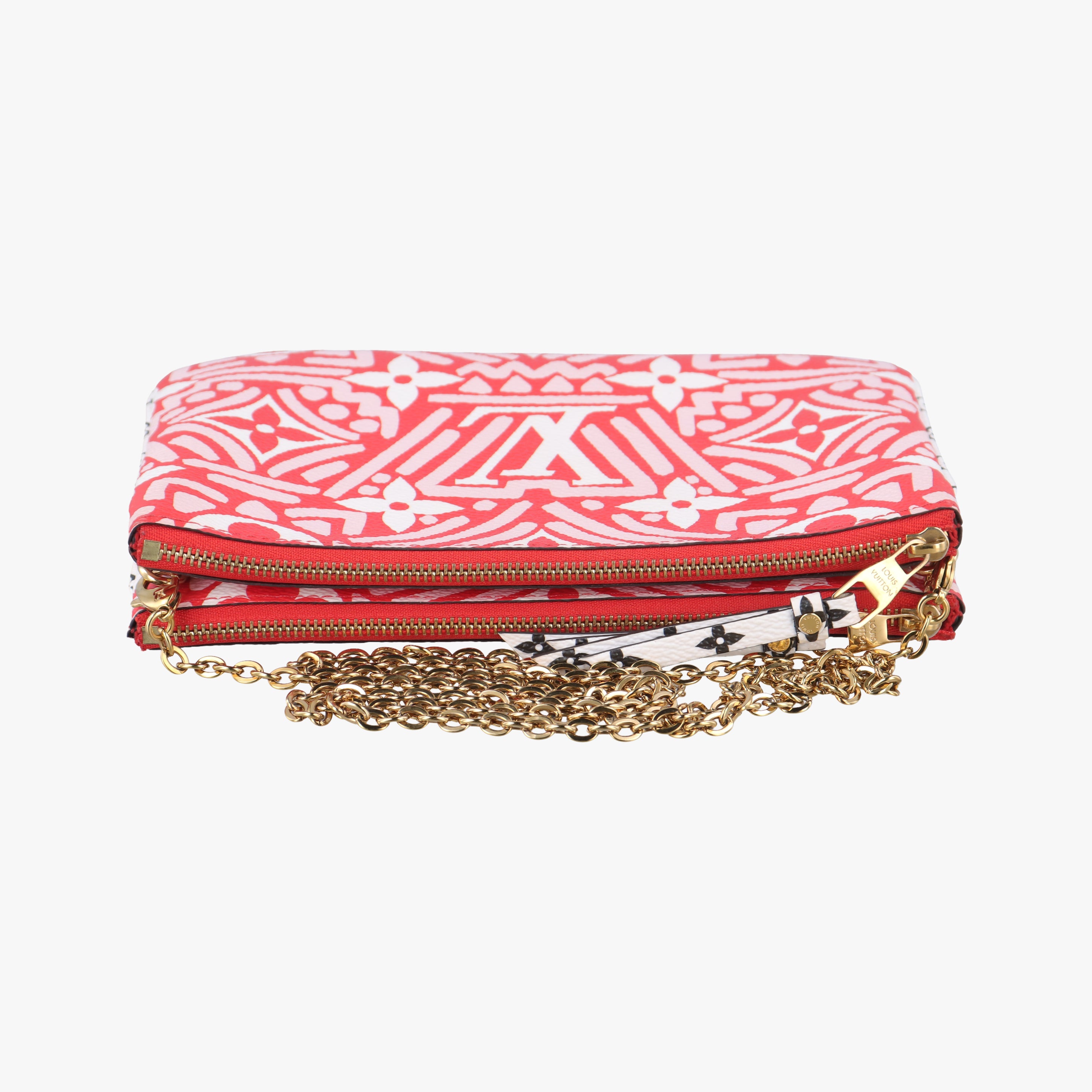 Vintage Louis Vuitton Crafty Pochette Double Zip cream×ROUGE Monogram Giant M69507 shoulderbag | stylenewstar