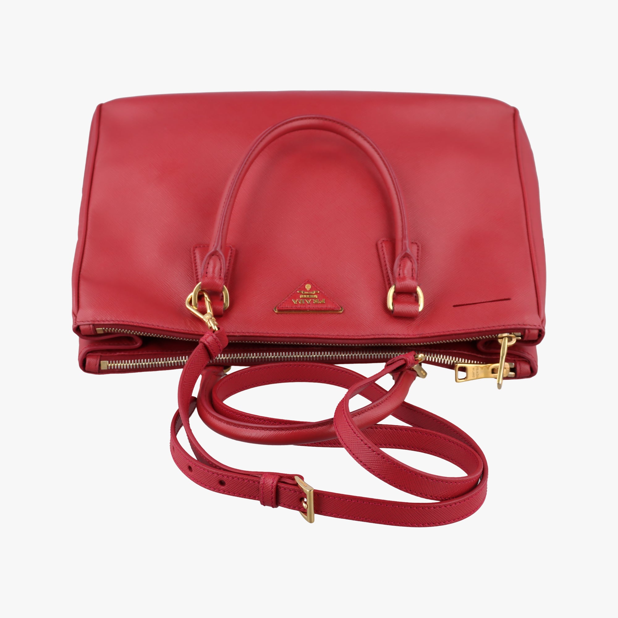 Vintage Prada Galleria Red SAFFIANO Leather BN1874 shoulderbag | stylenewstar