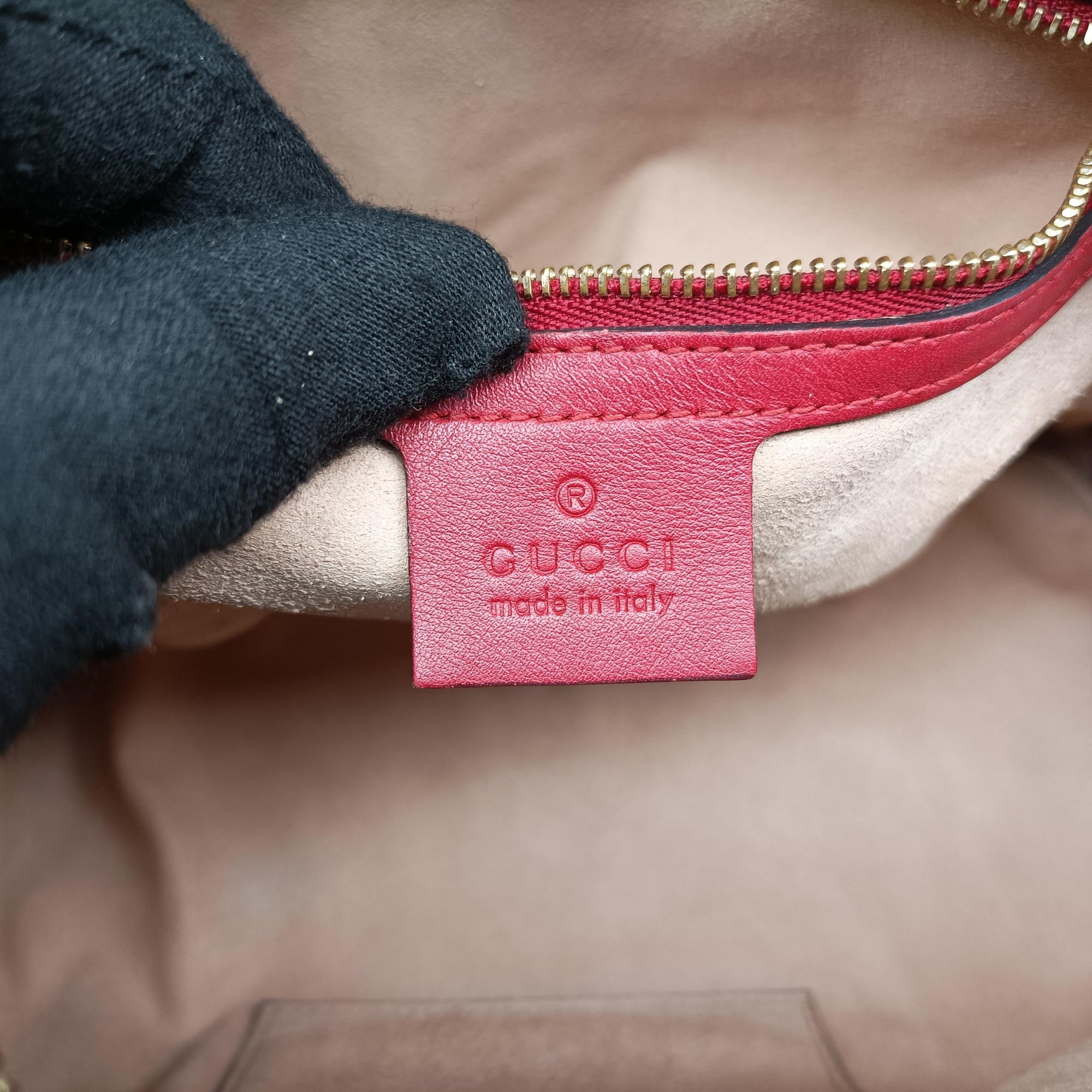 Pre-owned Gucci GG SUPREME Beige x Red x Navy PVC coated canvasxLeather 409529 shoulderbag | stylenewstar