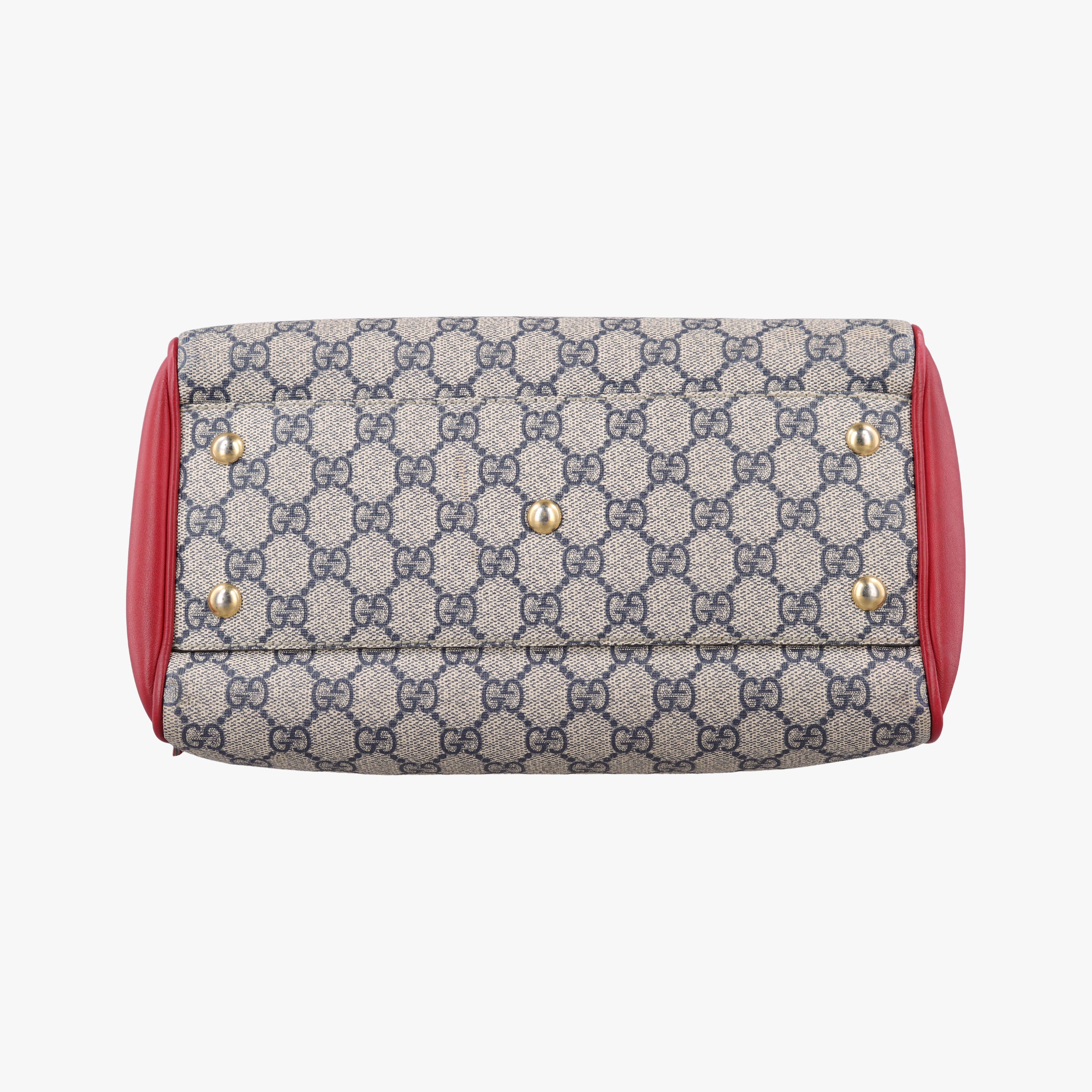 Pre-owned Gucci GG SUPREME Beige x Red x Navy PVC coated canvasxLeather 409529 shoulderbag | stylenewstar