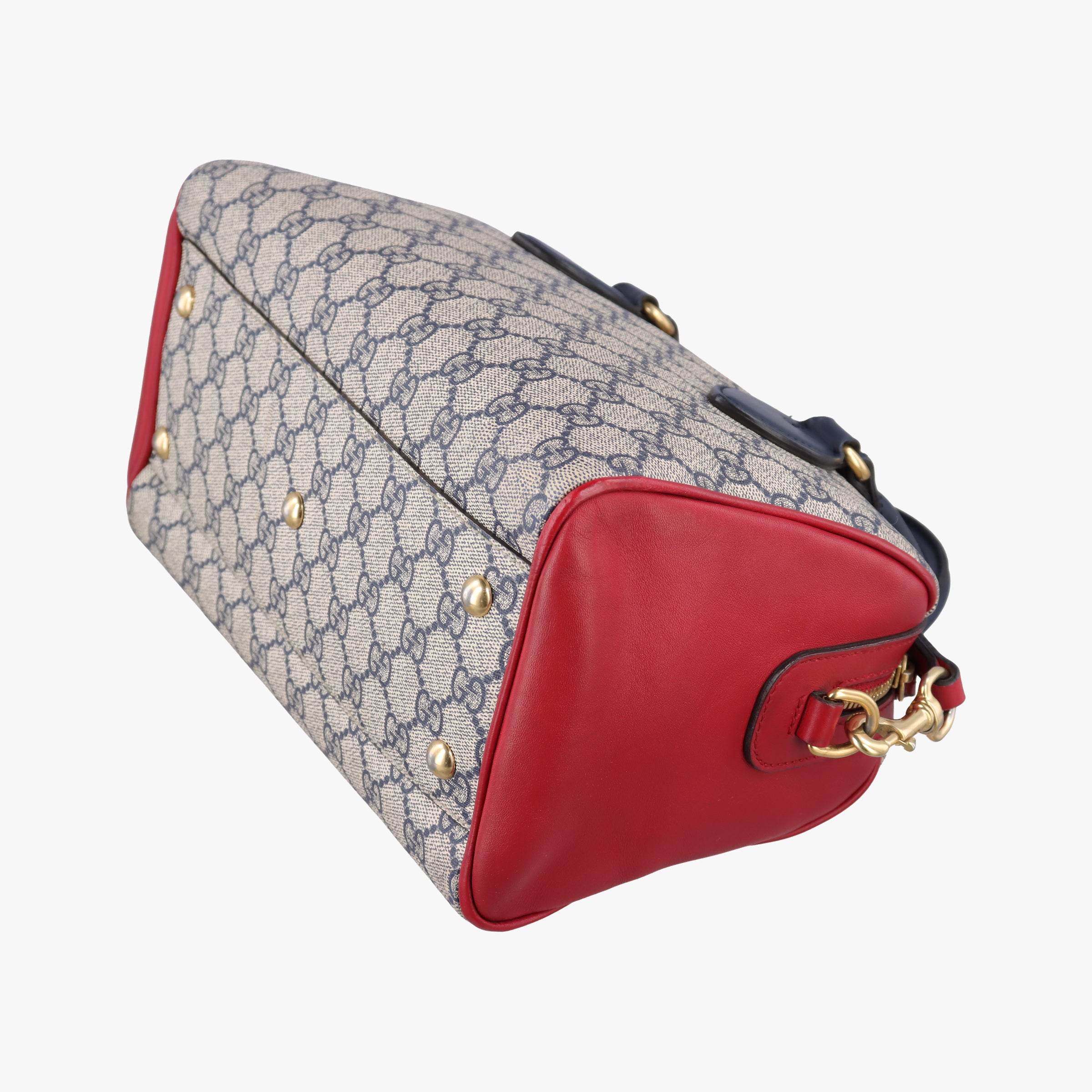 Pre-owned Gucci GG SUPREME Beige x Red x Navy PVC coated canvasxLeather 409529 shoulderbag | stylenewstar