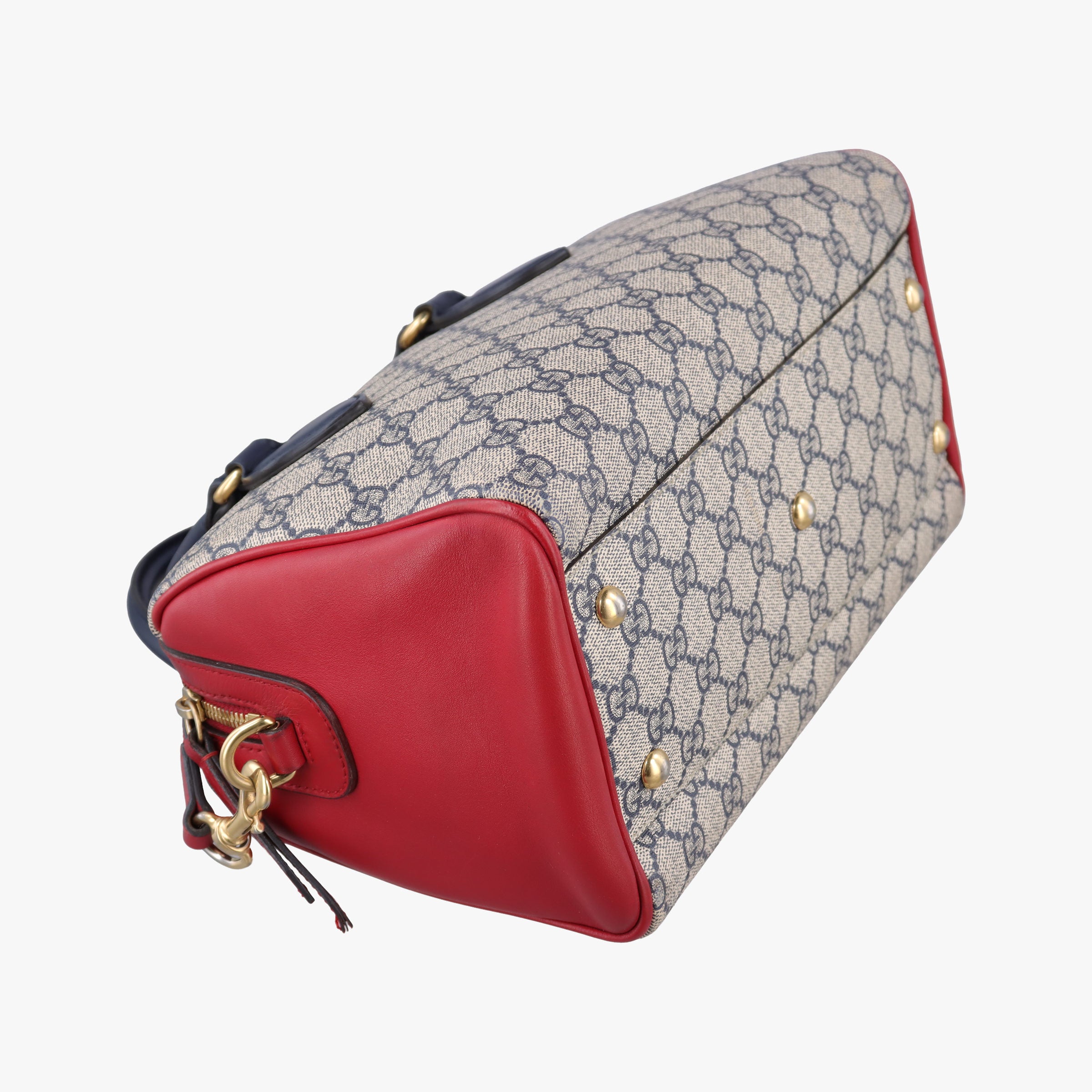 Pre-owned Gucci GG SUPREME Beige x Red x Navy PVC coated canvasxLeather 409529 shoulderbag | stylenewstar