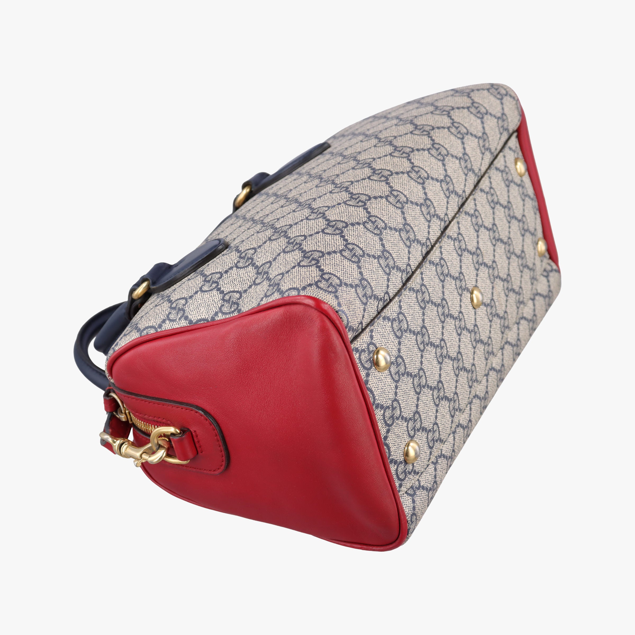 Pre-owned Gucci GG SUPREME Beige x Red x Navy PVC coated canvasxLeather 409529 shoulderbag | stylenewstar
