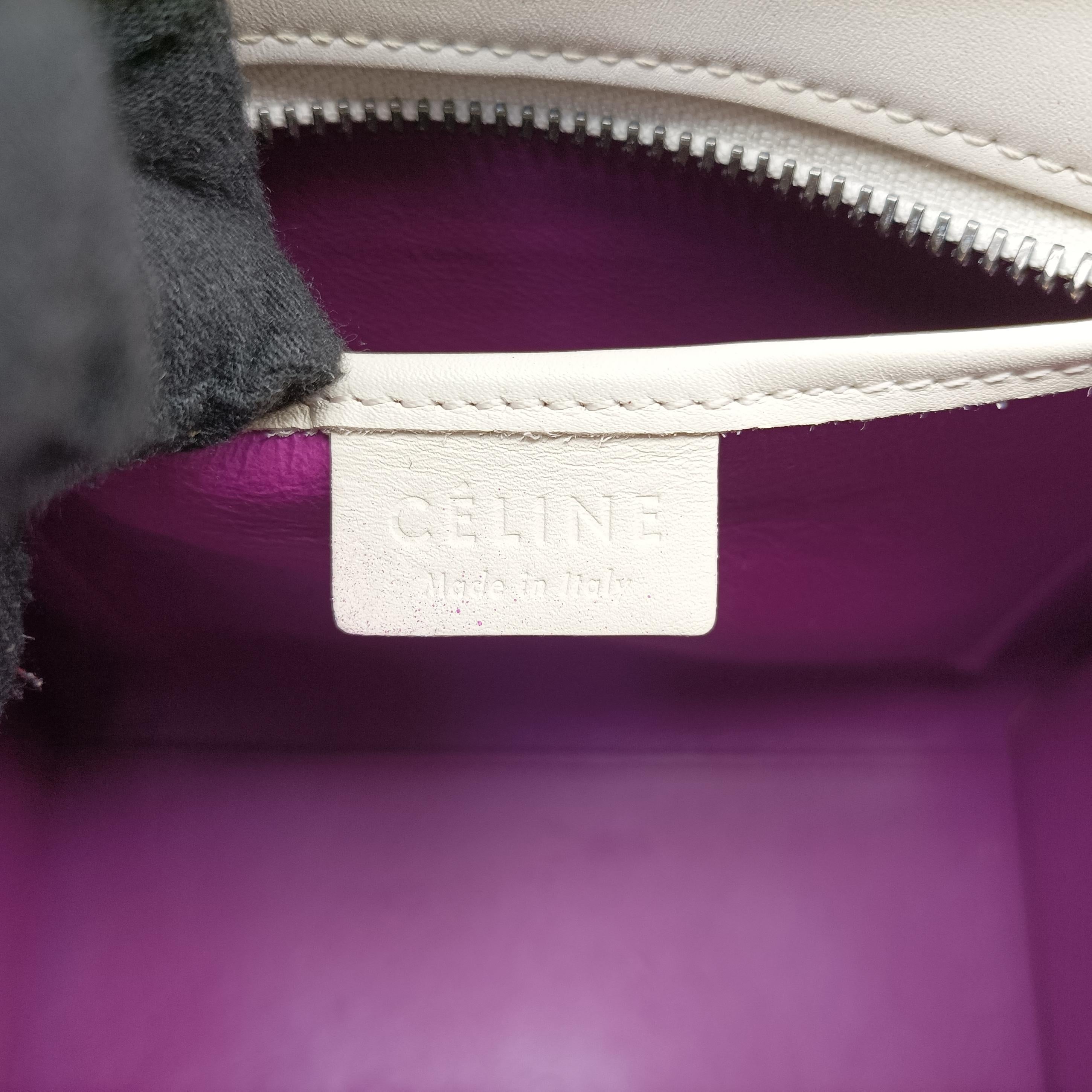 Pre-owned Celine luggage nano shopper White×pink Leather  shoulderbag | stylenewstar