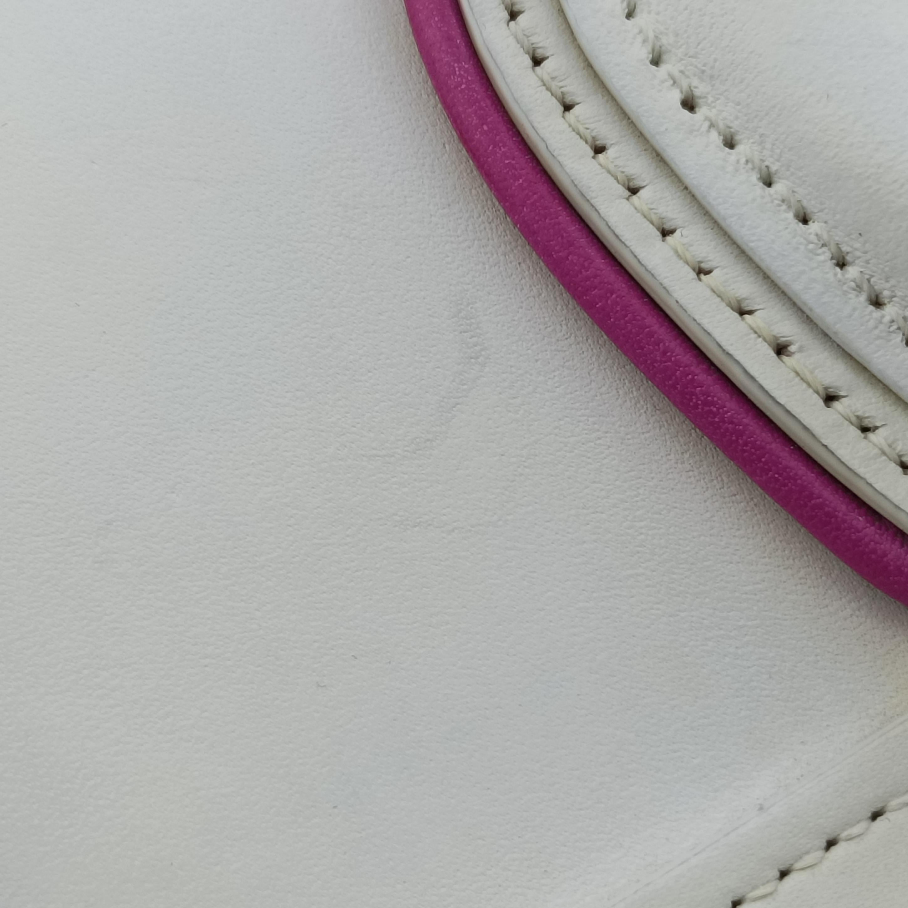 Pre-owned Celine luggage nano shopper White×pink Leather  shoulderbag | stylenewstar