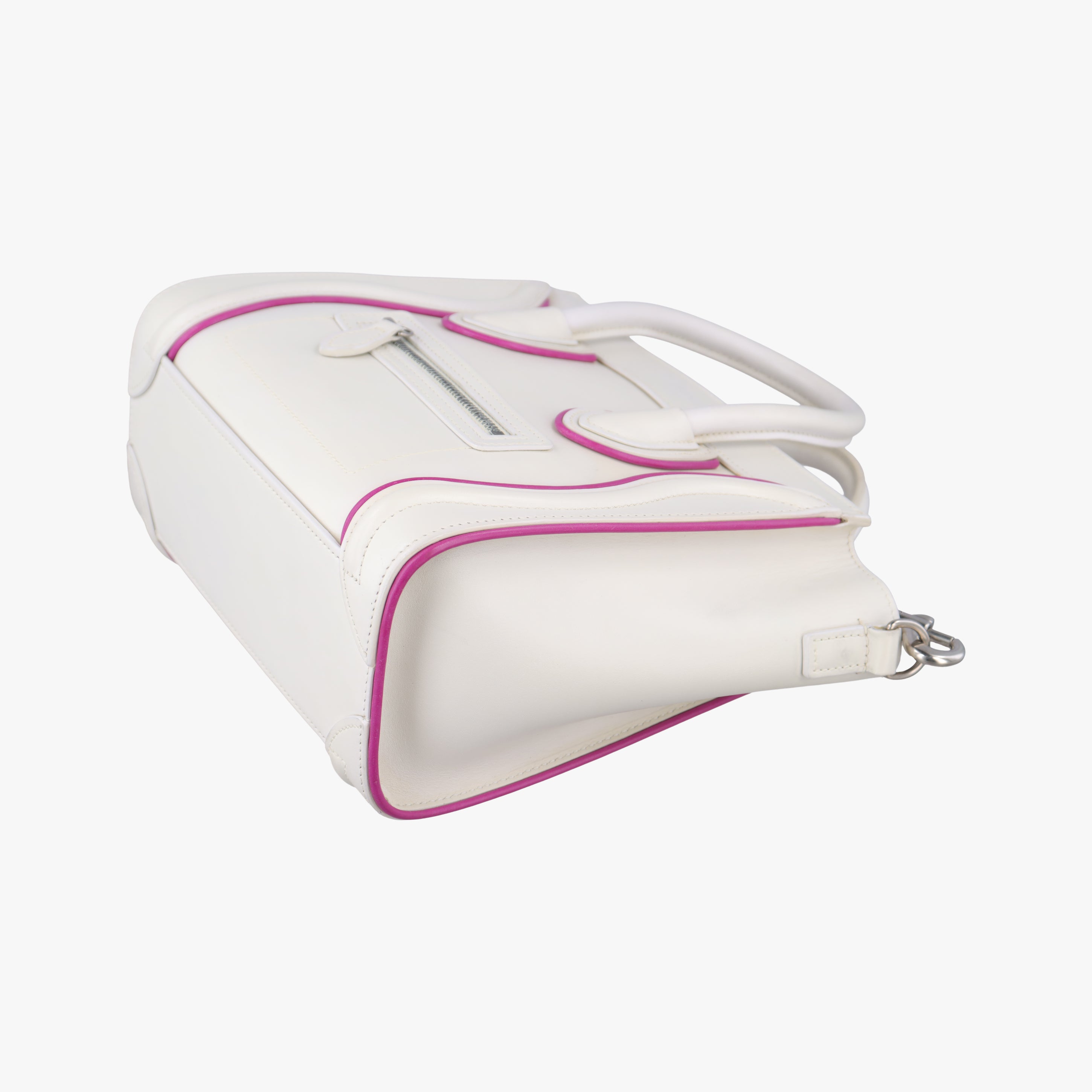 Pre-owned Celine luggage nano shopper White×pink Leather  shoulderbag | stylenewstar