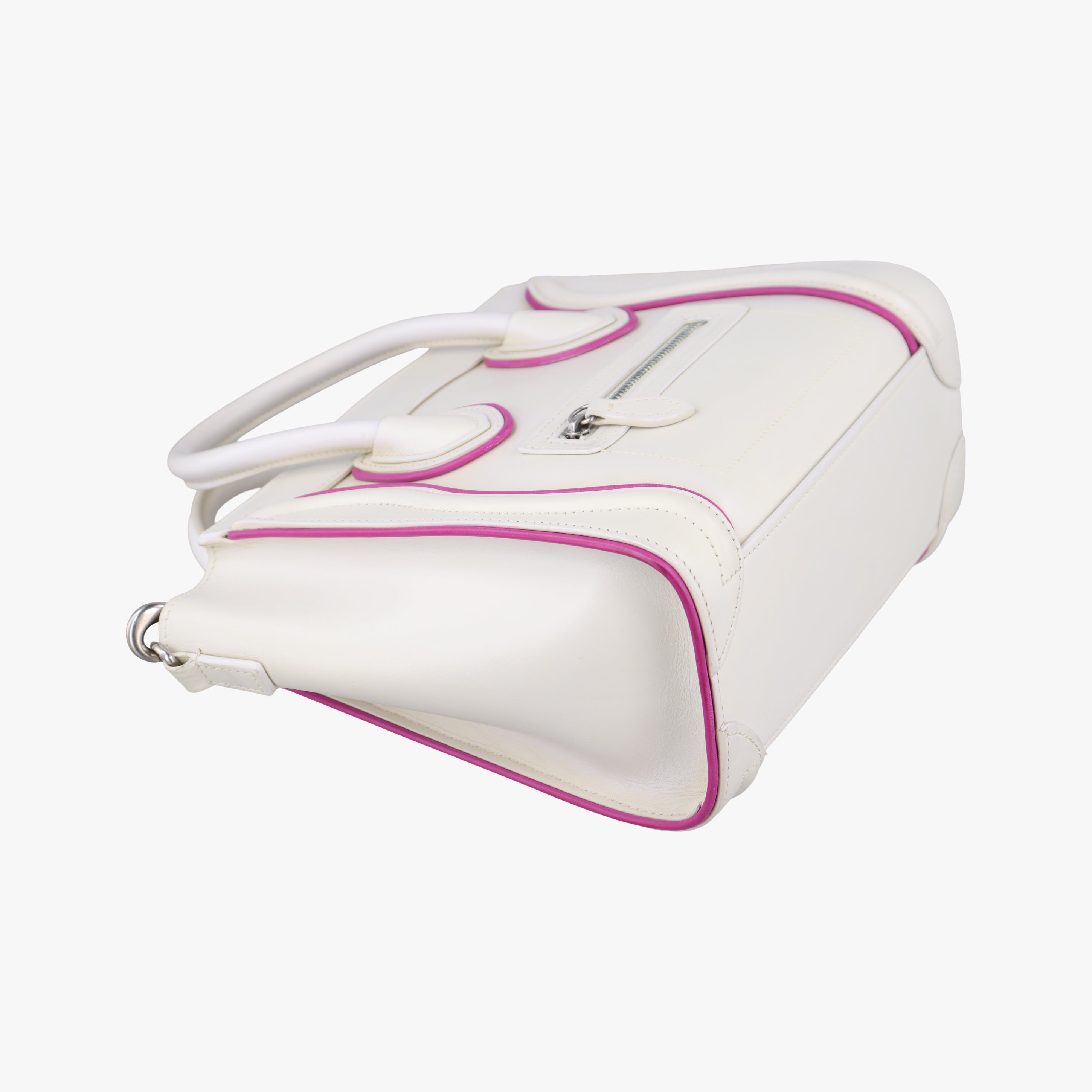 Pre-owned Celine luggage nano shopper White×pink Leather  shoulderbag | stylenewstar