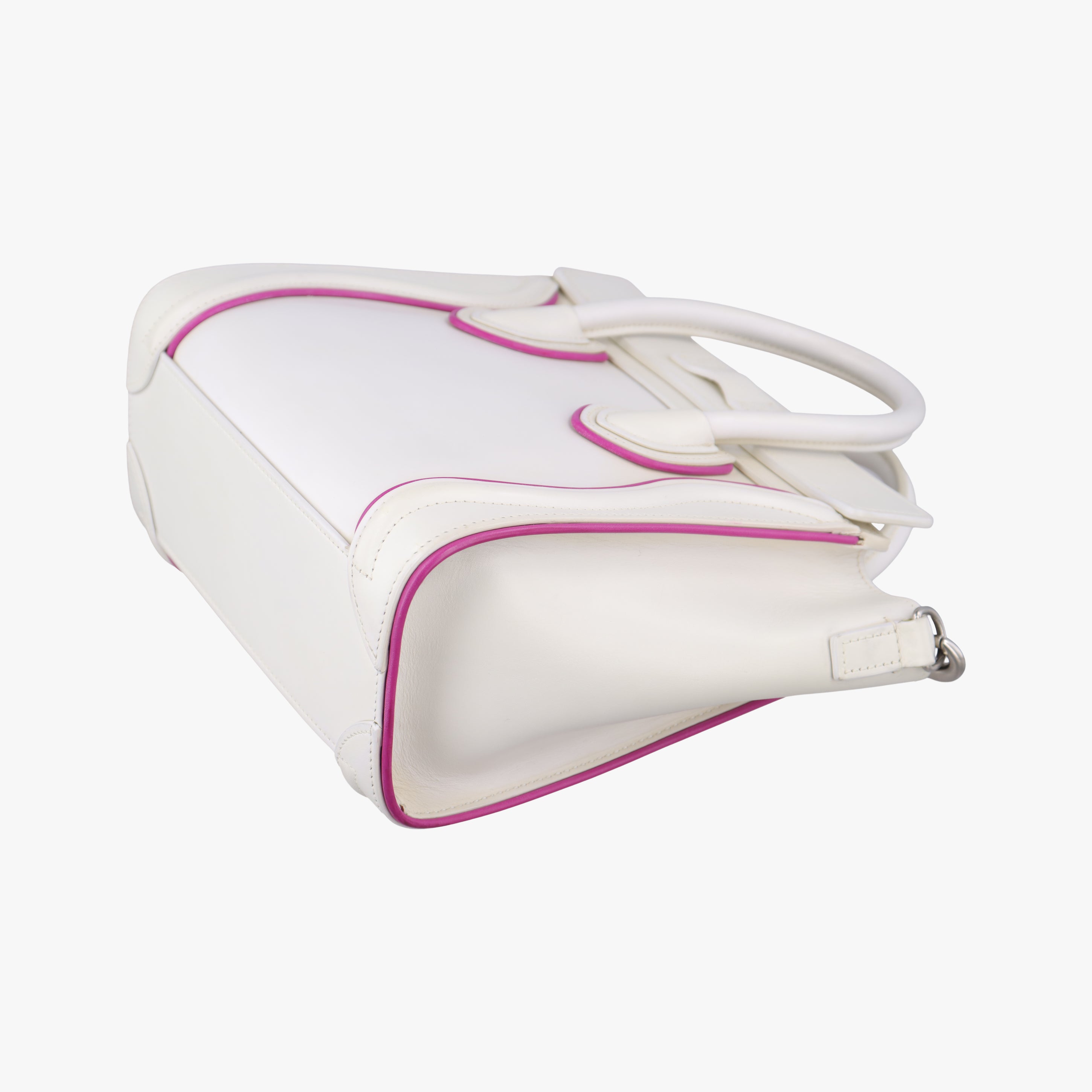 Pre-owned Celine luggage nano shopper White×pink Leather  shoulderbag | stylenewstar