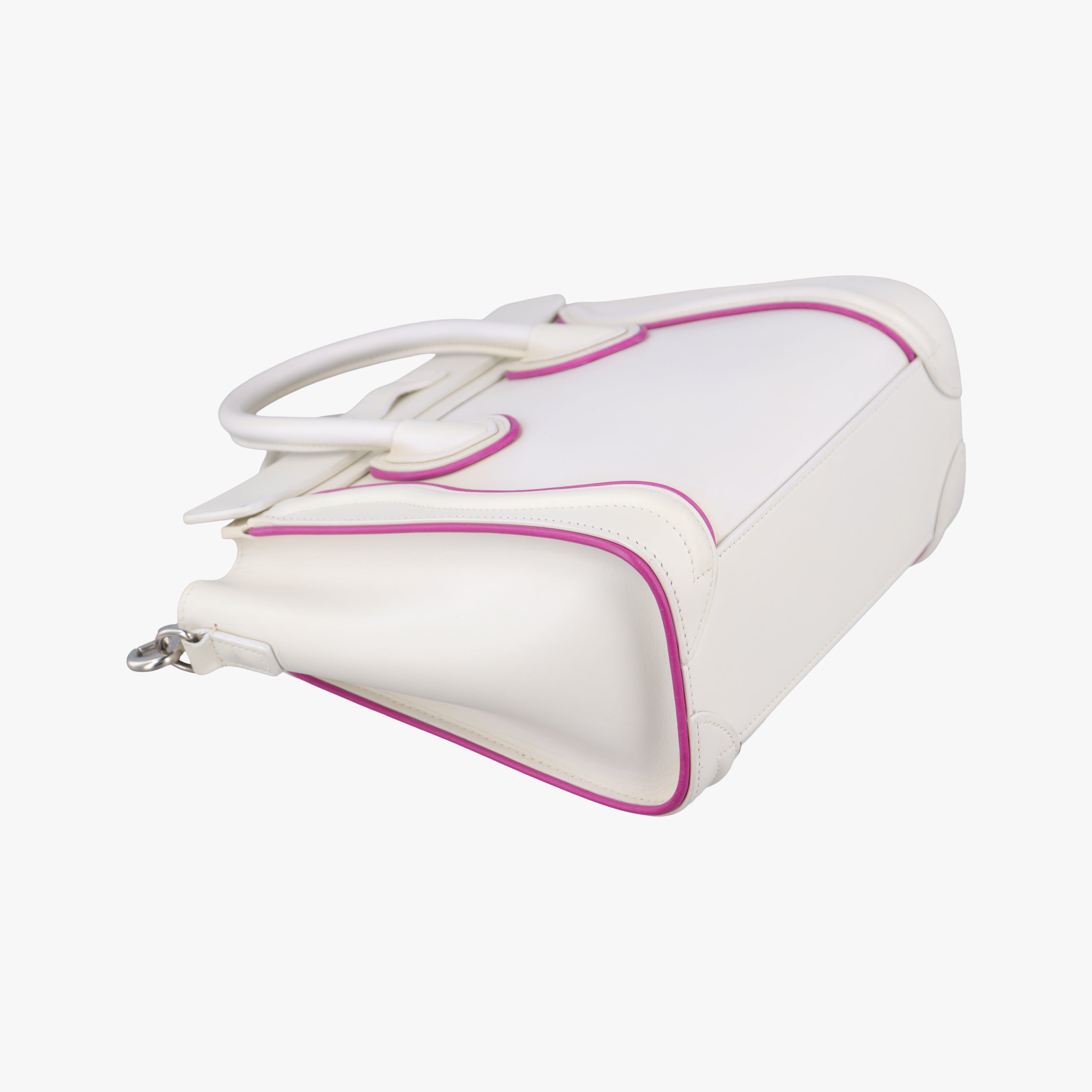 Pre-owned Celine luggage nano shopper White×pink Leather  shoulderbag | stylenewstar