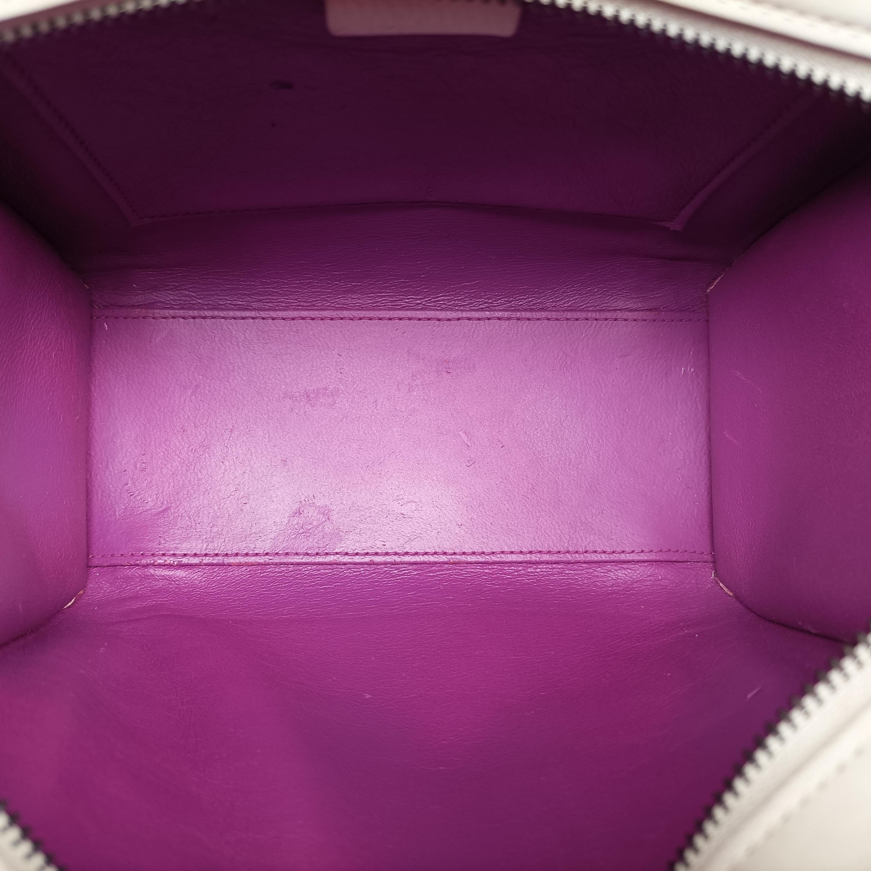 Pre-owned Celine luggage nano shopper White×pink Leather  shoulderbag | stylenewstar