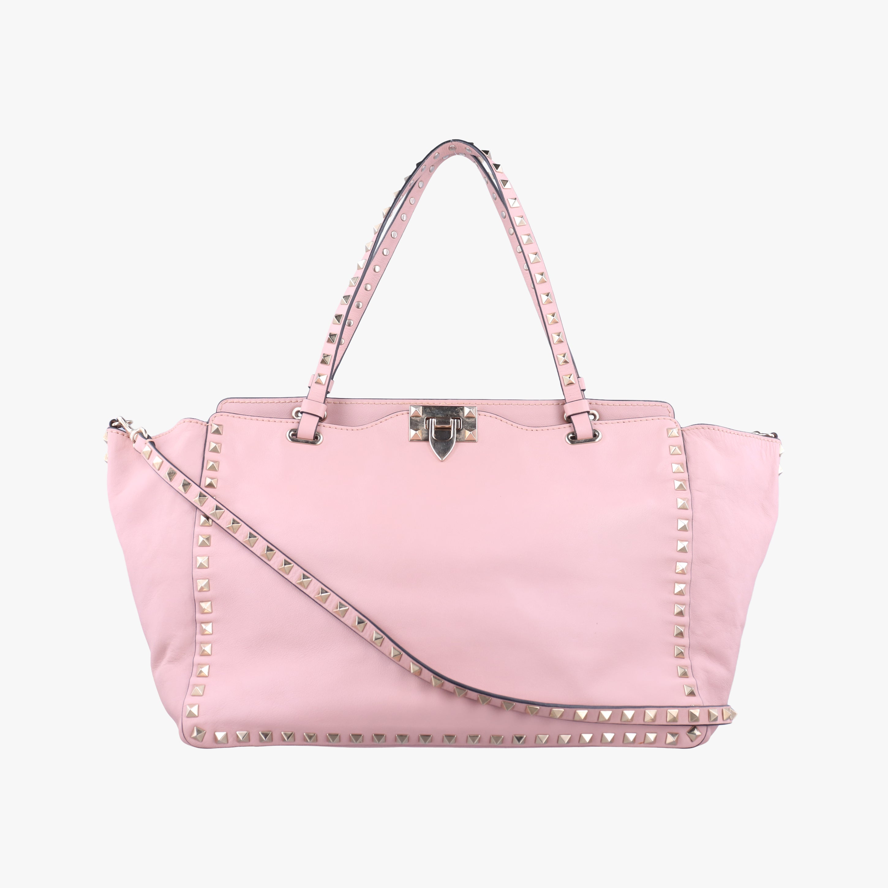 Pre-owned Valentino Rockstud Pink Leather  shoulderbag | stylenewstar
