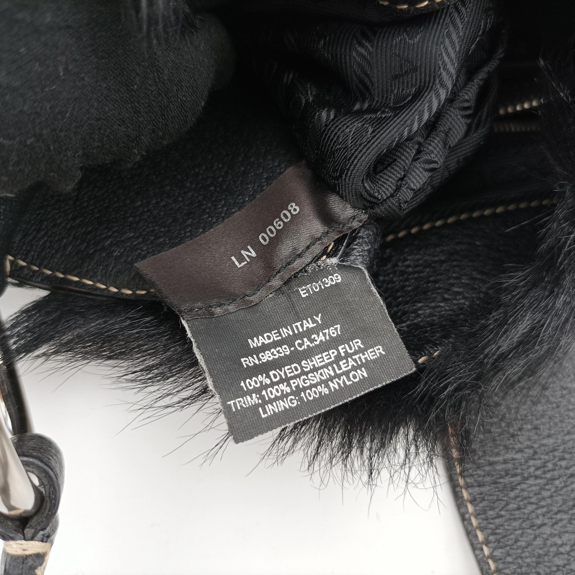 Pre-owned Prada Buckle Flap Hobo Black Mink× Leather  shoulderbag | stylenewstar