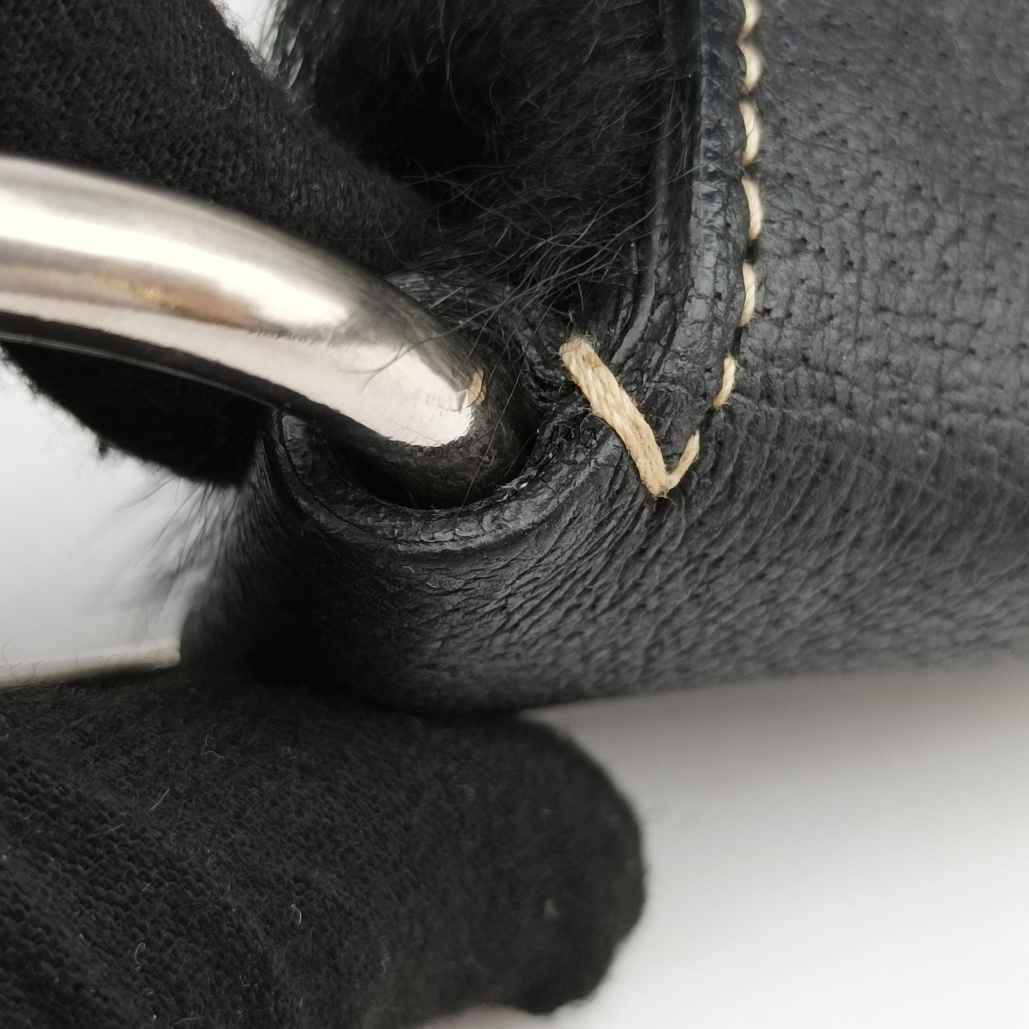 Pre-owned Prada Buckle Flap Hobo Black Mink× Leather  shoulderbag | stylenewstar