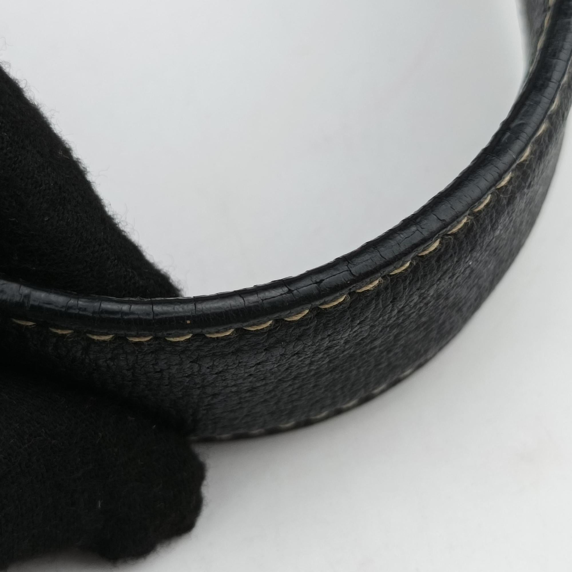 Pre-owned Prada Buckle Flap Hobo Black Mink× Leather  shoulderbag | stylenewstar