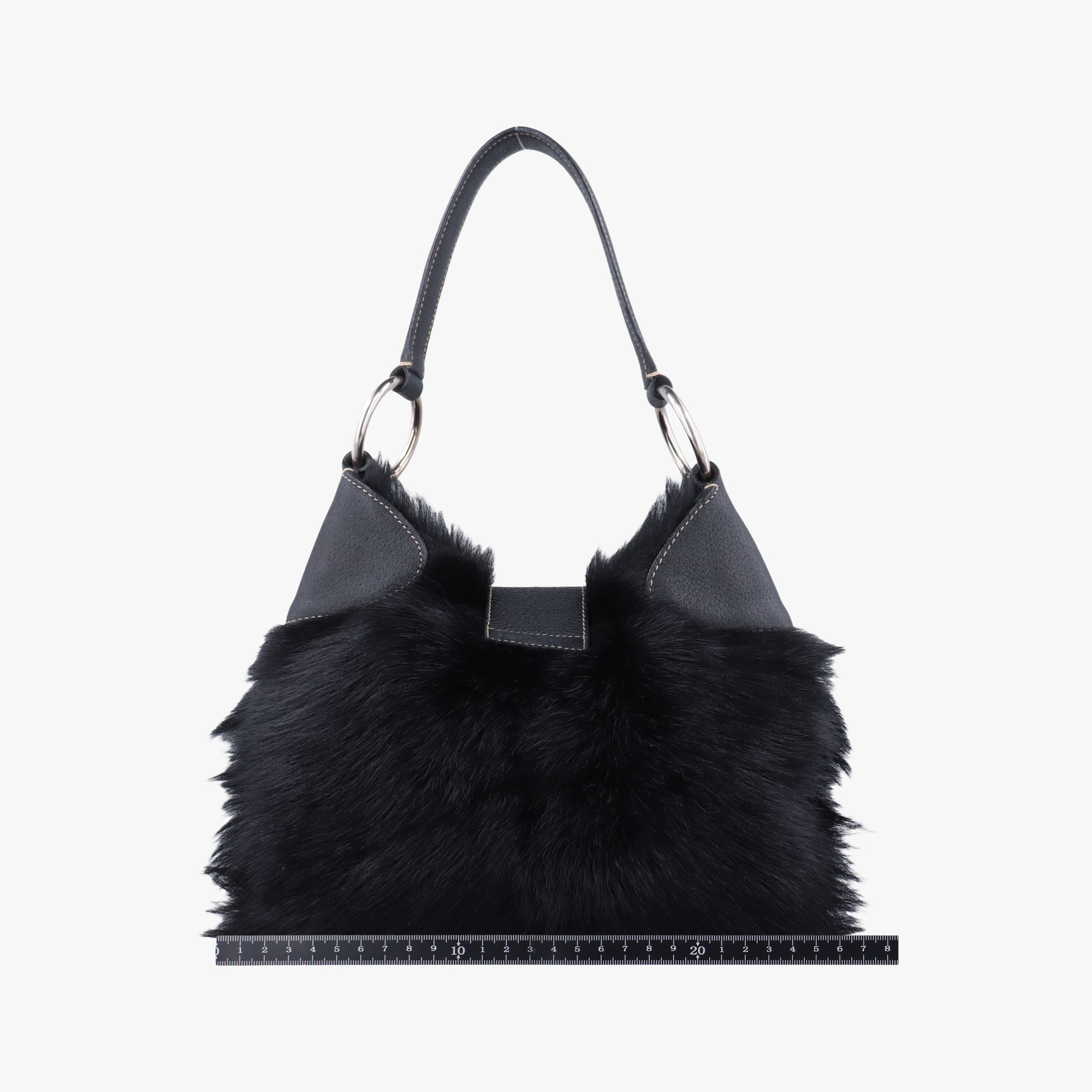 Pre-owned Prada Buckle Flap Hobo Black Mink× Leather  shoulderbag | stylenewstar