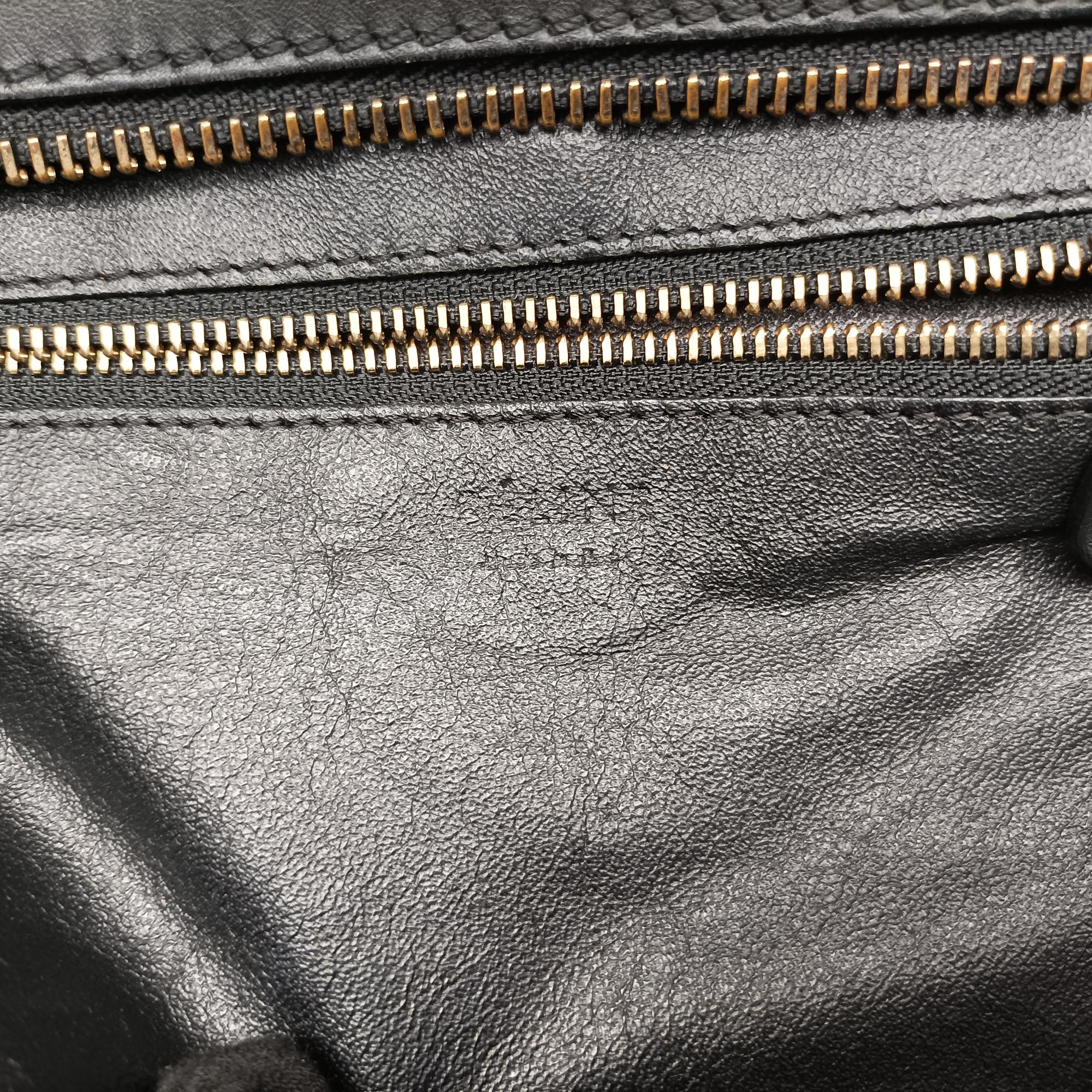 Secondhand Celine Luggage Mini Shopper Black×Brown×White Leather  handbag | stylenewstar