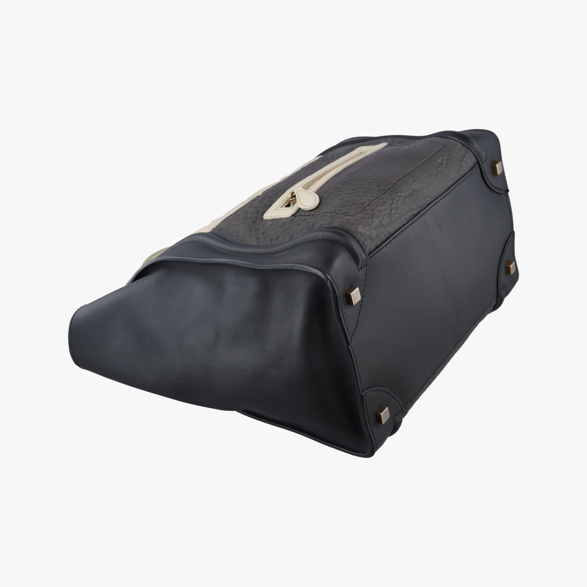 Secondhand Celine Luggage Mini Shopper Black×Brown×White Leather  handbag | stylenewstar